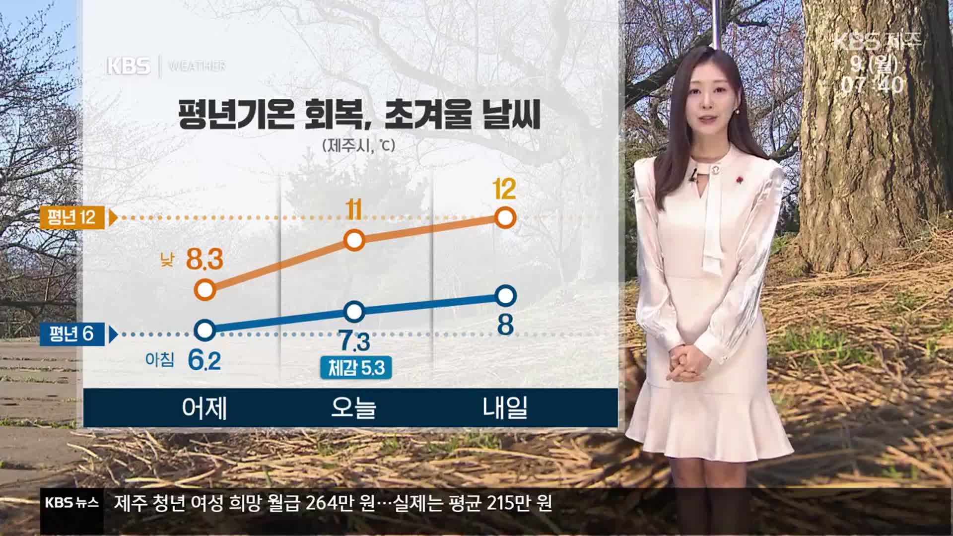 [날씨] 제주 대체로 흐리고, 초겨울 추위…중산간 이상 빙판길 주의