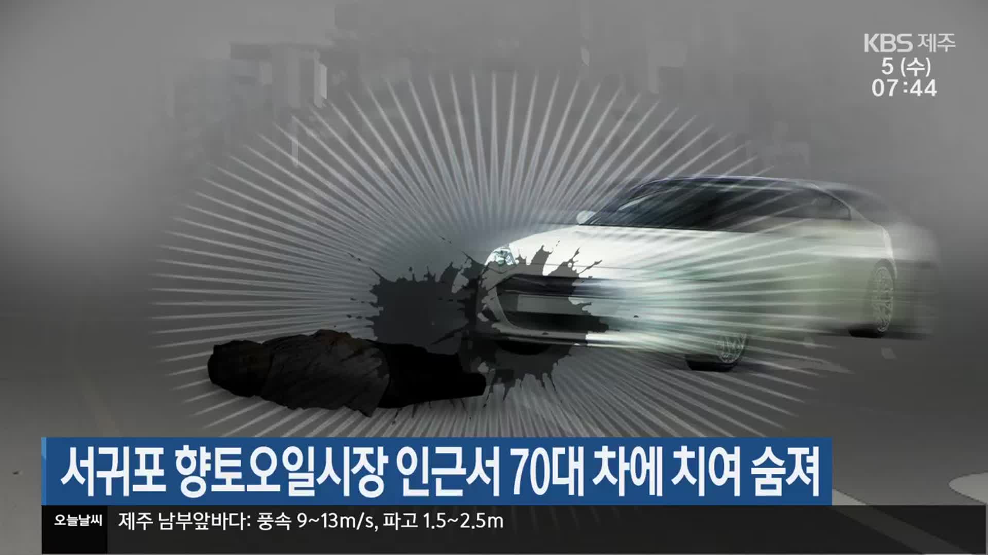 서귀포 향토오일시장 인근서 70대 차에 치여 숨져