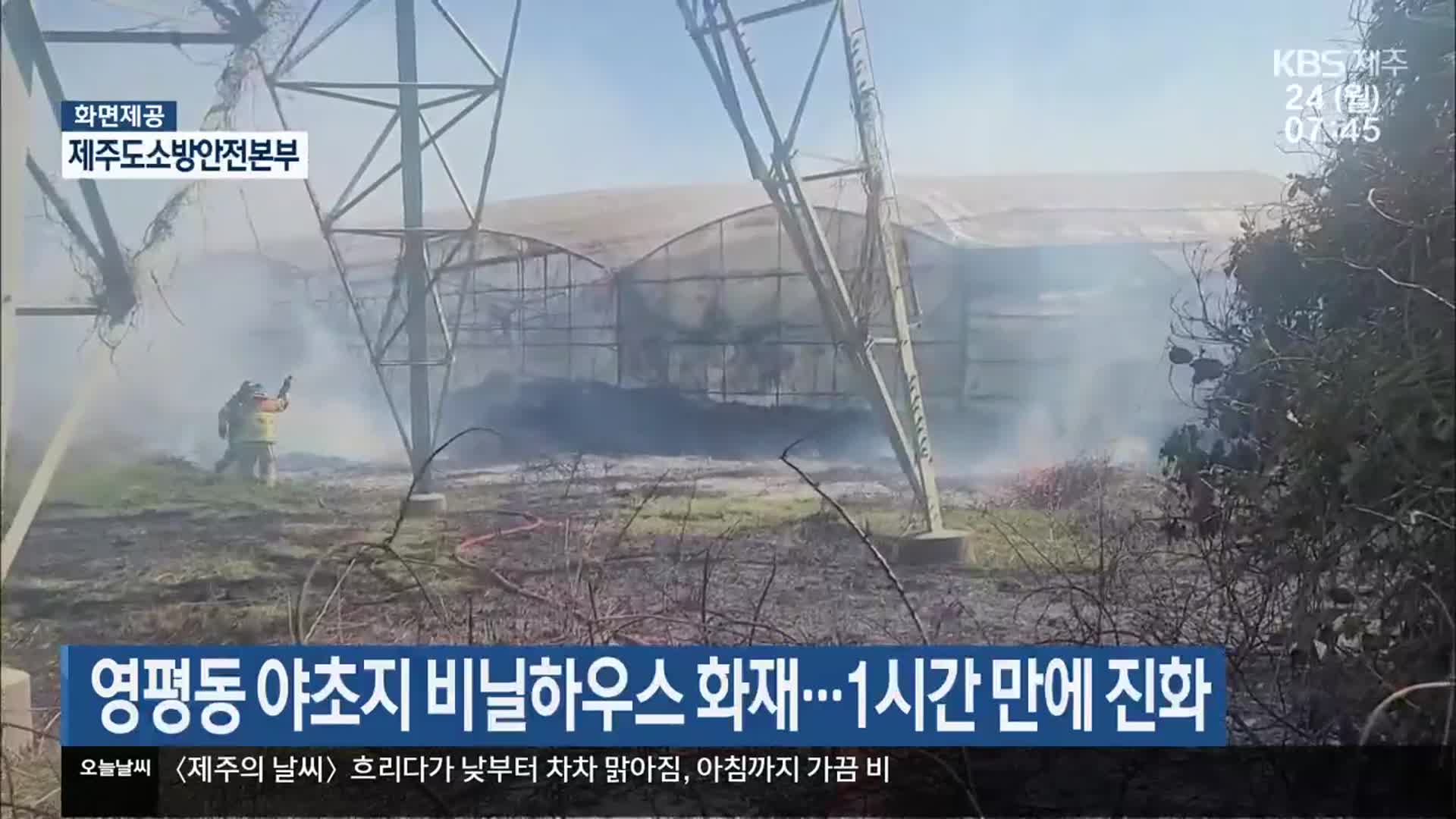 영평동 야초지 비닐하우스 화재…1시간 만에 진화