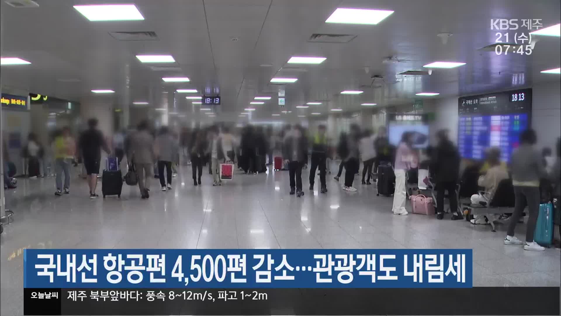 국내선 항공편 4,500편 감소…관광객도 내림세