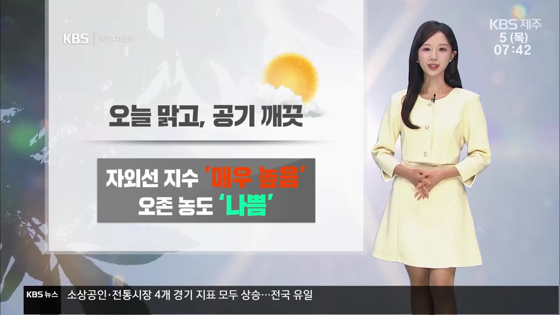 [날씨] 제주 오늘 맑고 공기 깨끗, 자외선 지수·오존 농도 ‘높아’…큰 일교차 주의