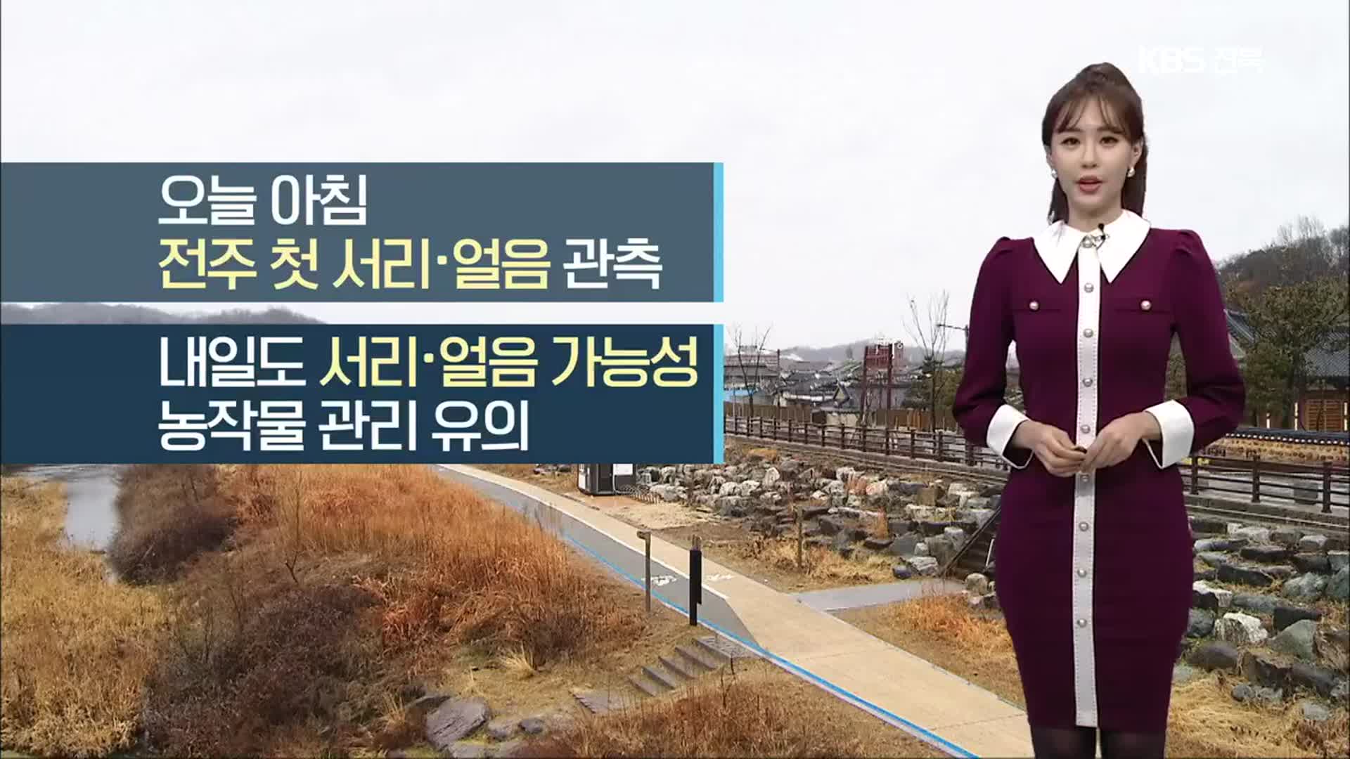 [날씨] 전주 첫 서리·얼음 관측…추위 내일 낮부터 풀려