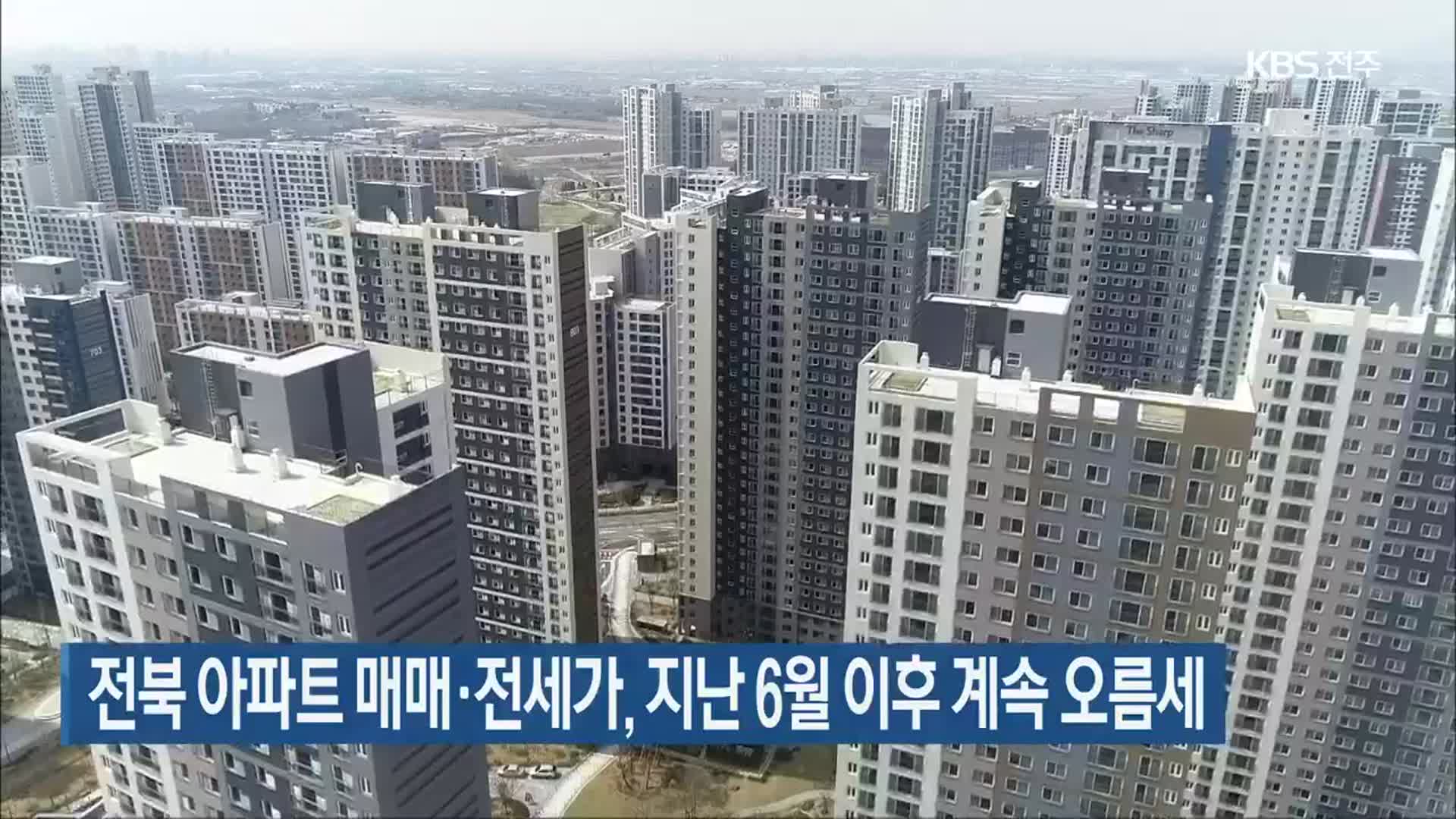 전북 아파트 매매·전세가, 지난 6월 이후 계속 오름세