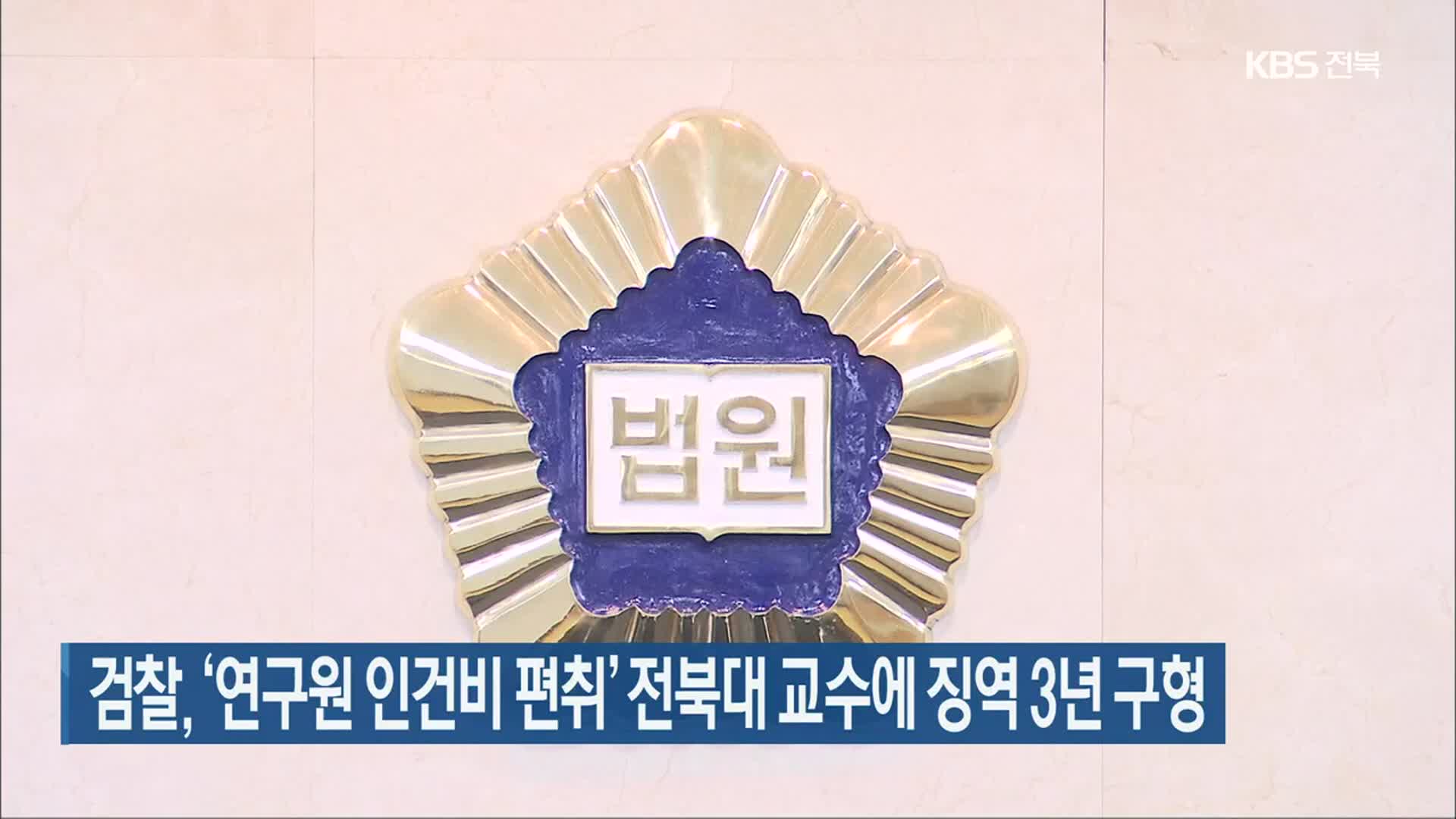 검찰, ‘연구원 인건비 편취’ 전북대 교수에 징역 3년 구형