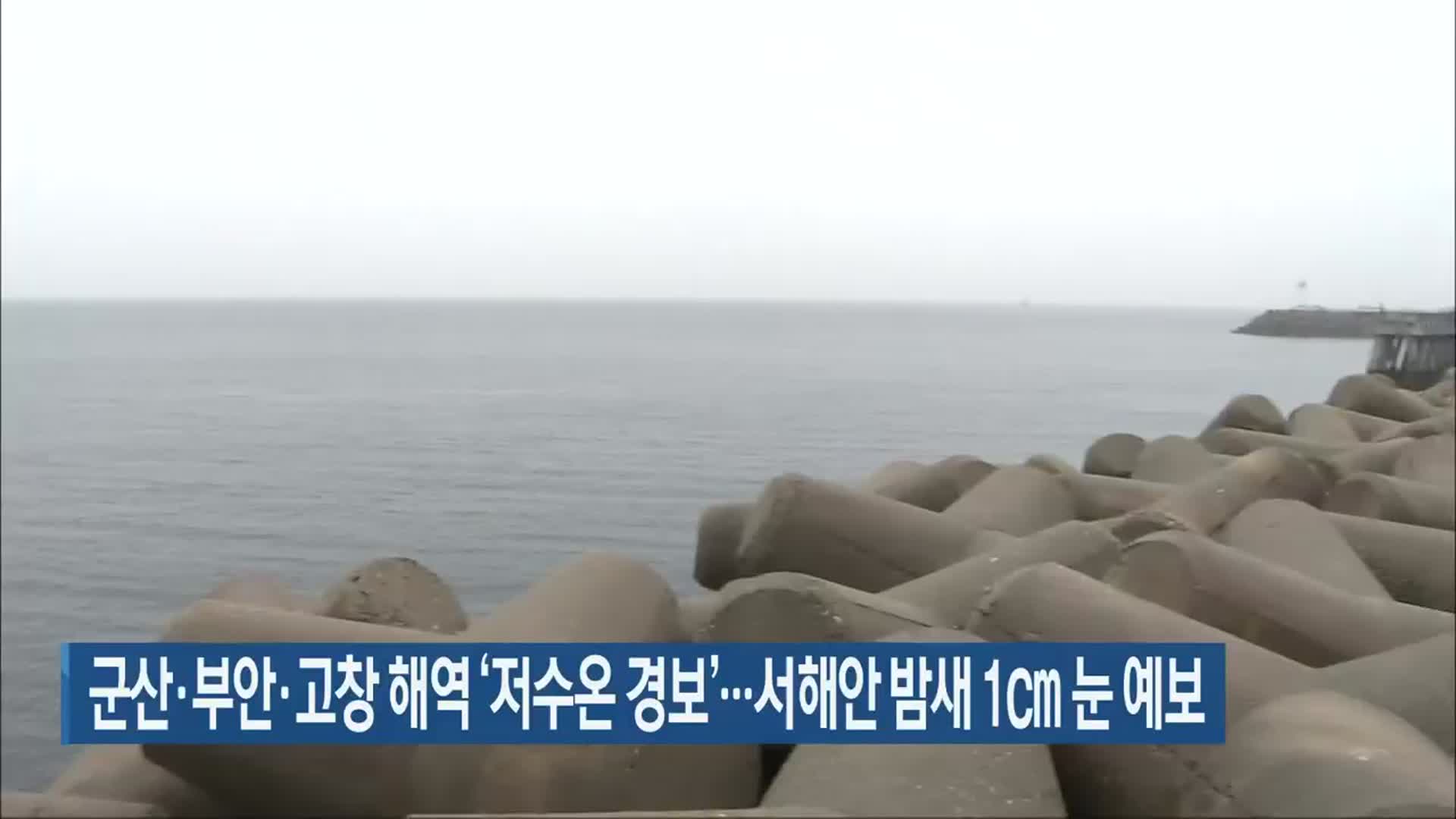 군산·부안·고창 해역 ‘저수온 경보’…서해안 밤새 1cm 눈 예보