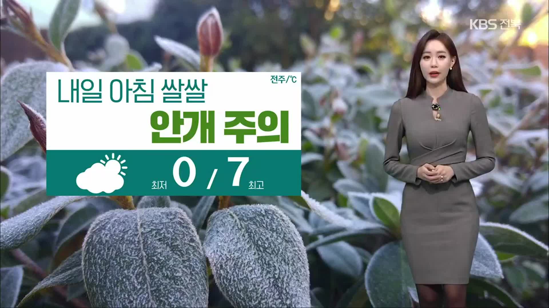 [날씨] 전북 내일 아침 쌀쌀, 안개 주의…모레 낮부터 눈·비