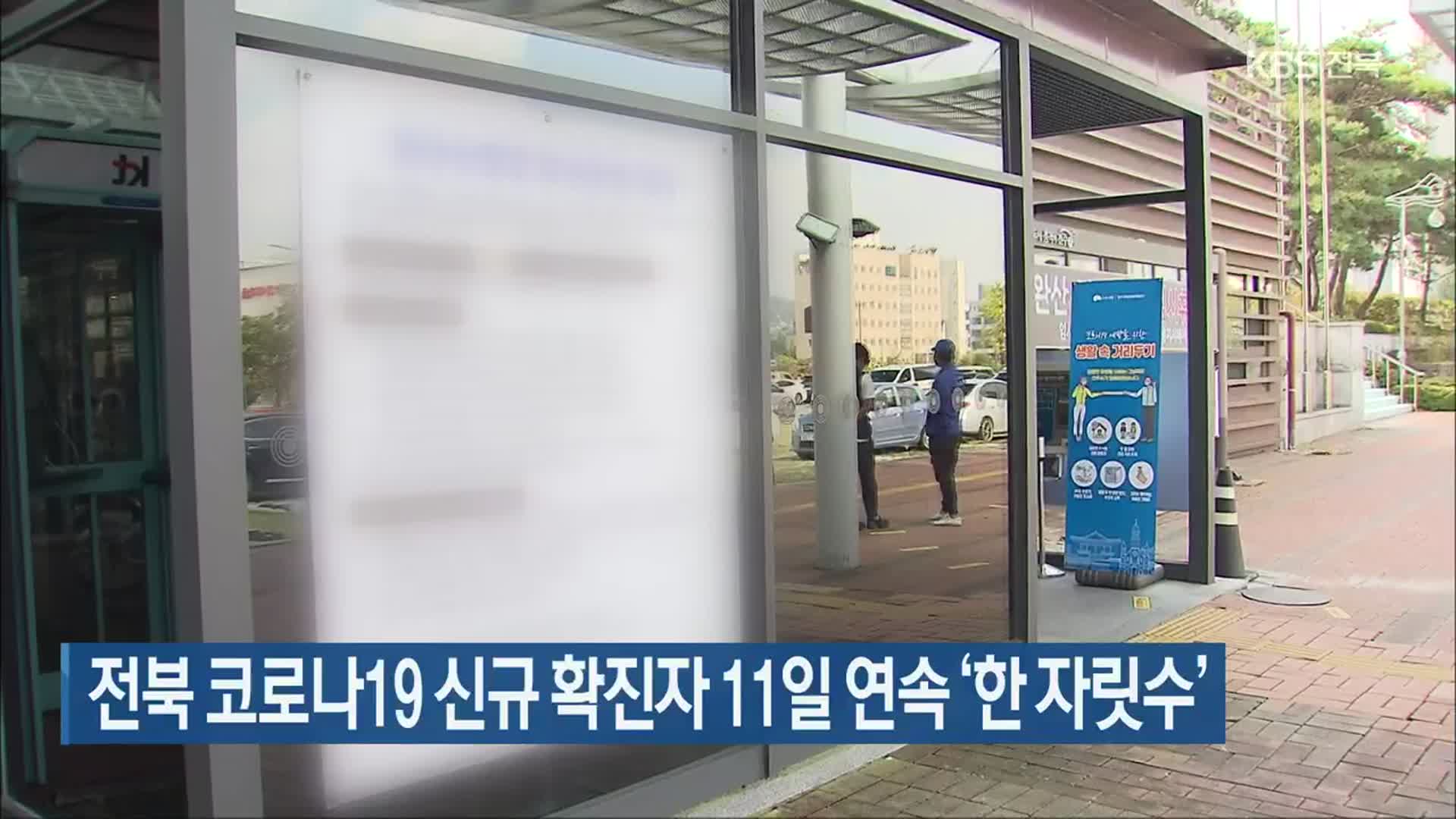 전북 코로나19 신규 확진자 11일 연속 ‘한 자릿수’
