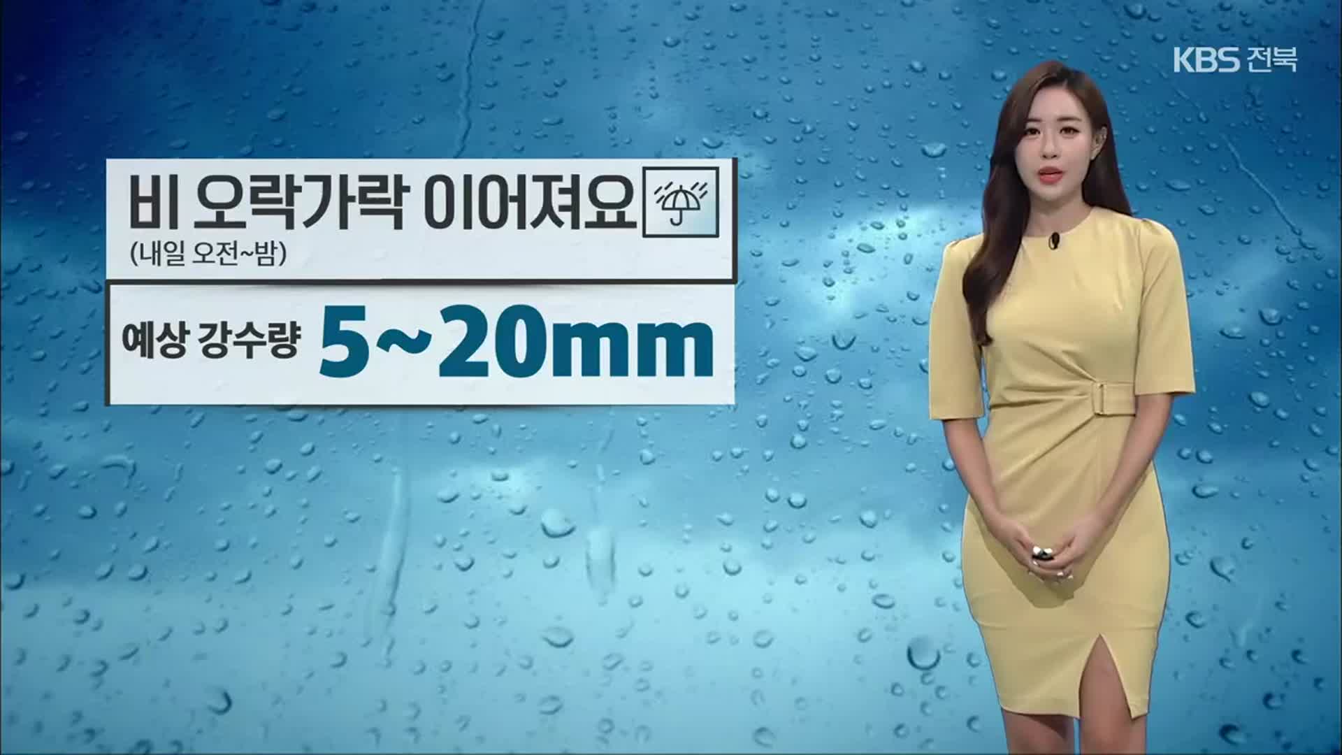 [날씨] 전북 내일 오락가락 비…예상 강수량 5~20mm