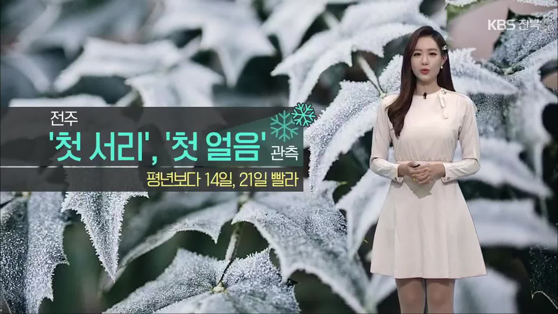 [날씨] 전주 첫 서리·얼음 관측…전북 내일 새벽~오후 가끔 비