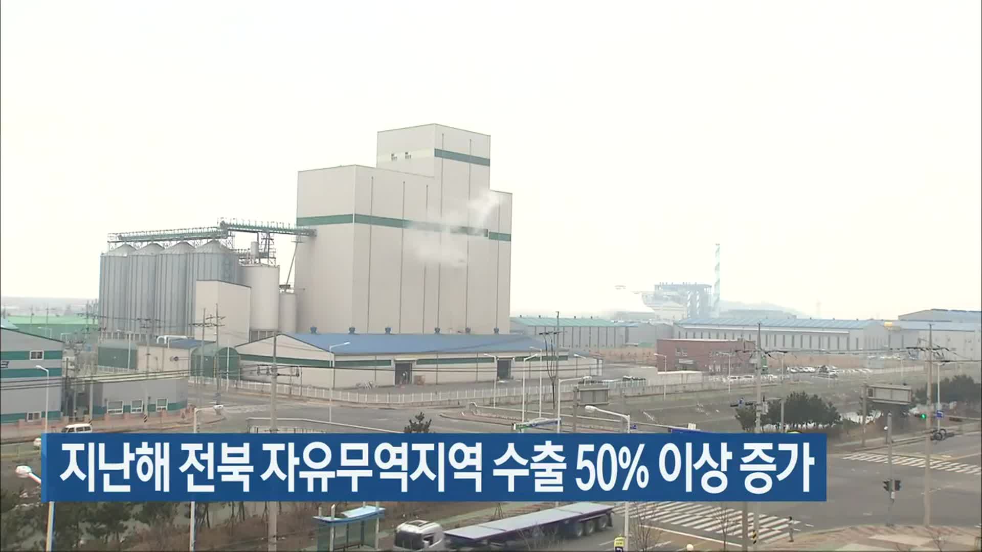 지난해 전북 자유무역지역 수출 50% 이상 증가
