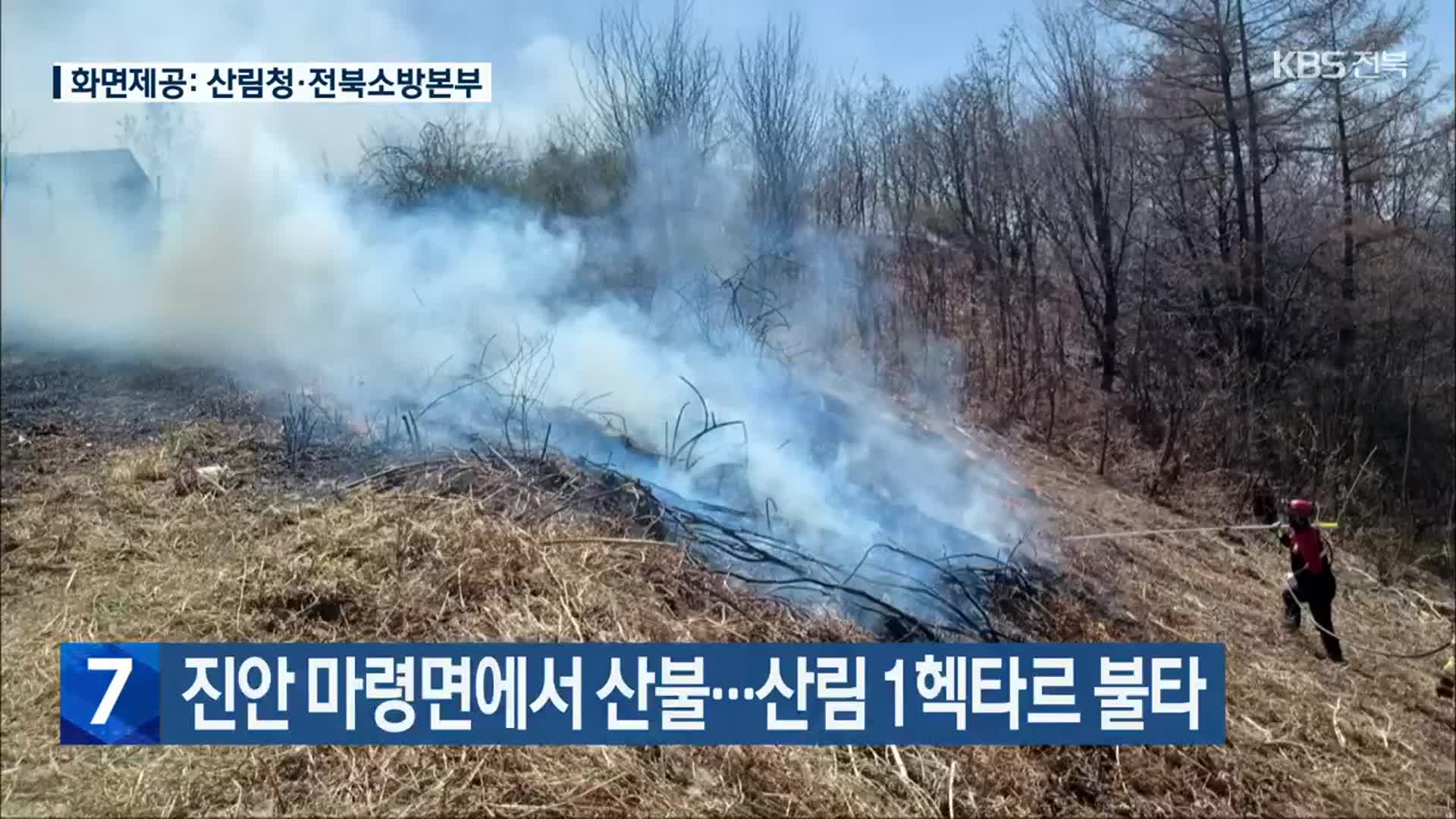 진안 마령면에서 산불…산림 1헥타르 불타