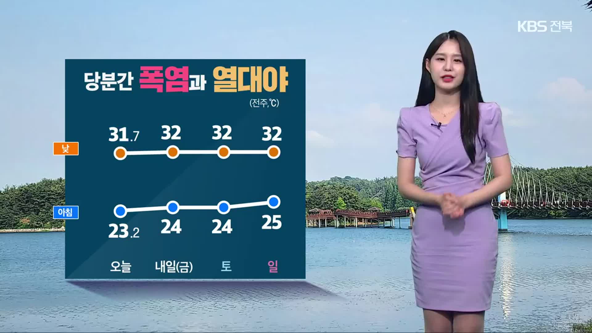 [날씨] 전북 주말까지도 폭염과 열대야…오후엔 소나기 잦아