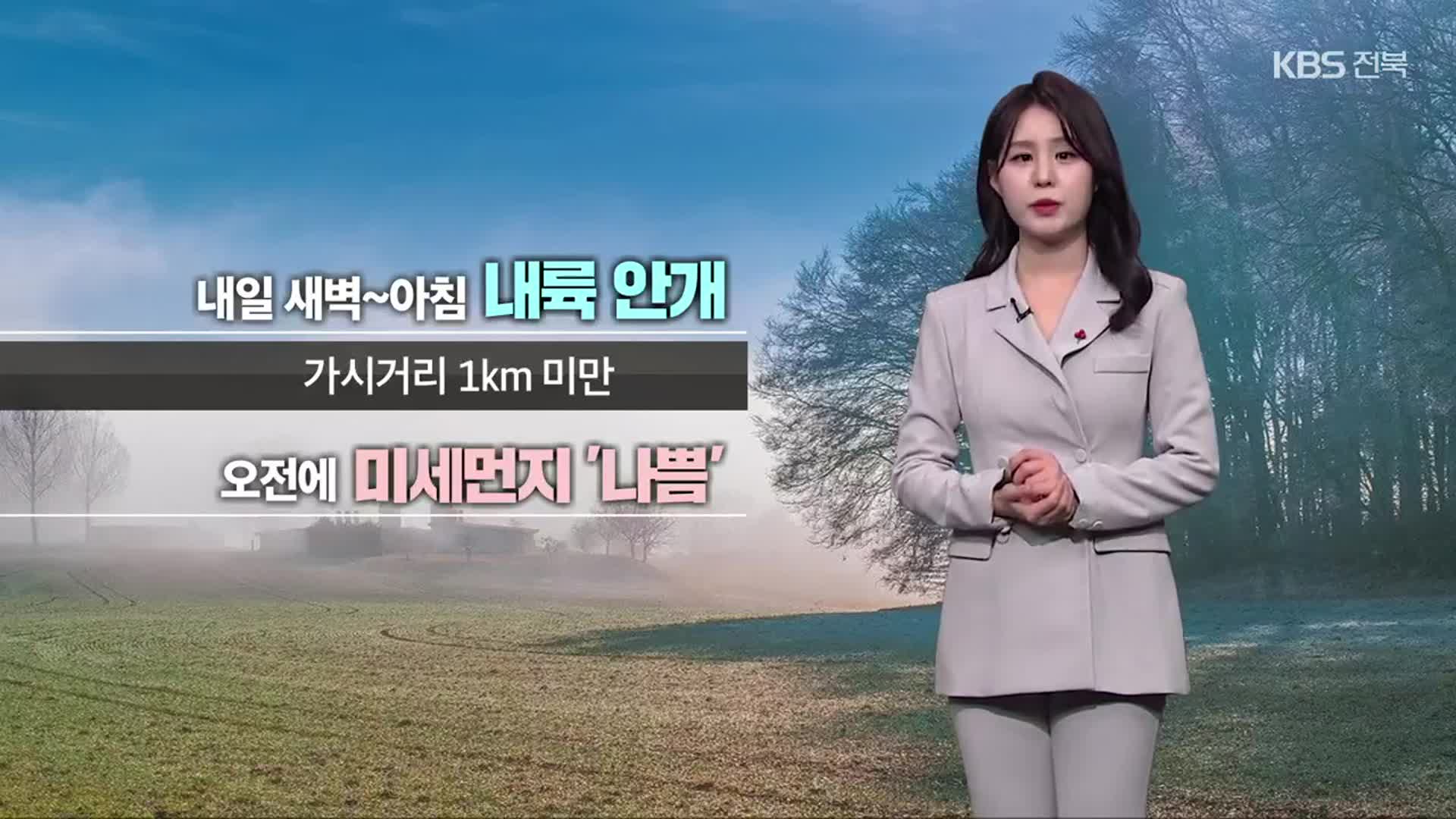 [날씨] 전북 내일 오전 공기 탁해…주말까지 예년보다 포근