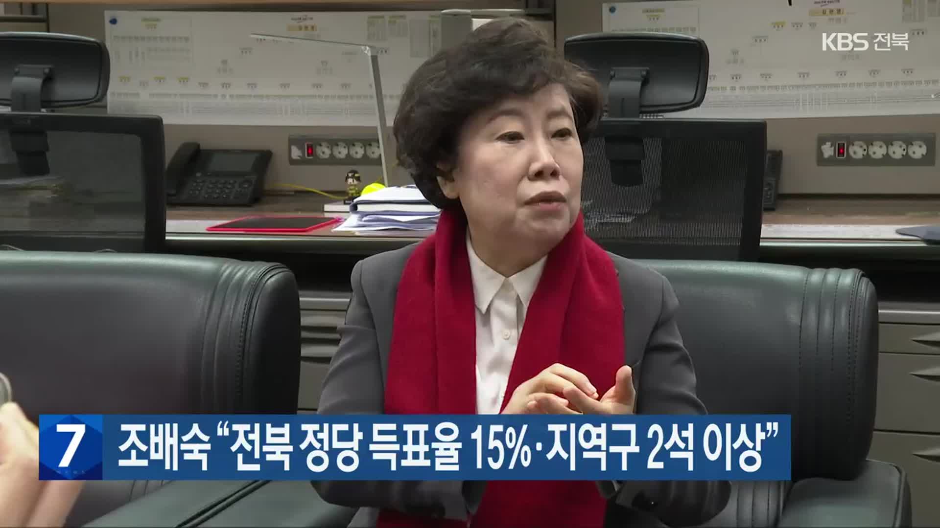 [총선] 조배숙 “전북 정당 득표율 15%·지역구 2석 이상”