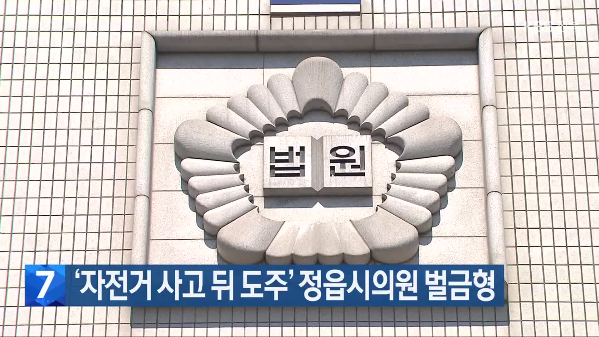 ‘자전거 사고 뒤 도주’ 정읍시의원 벌금형