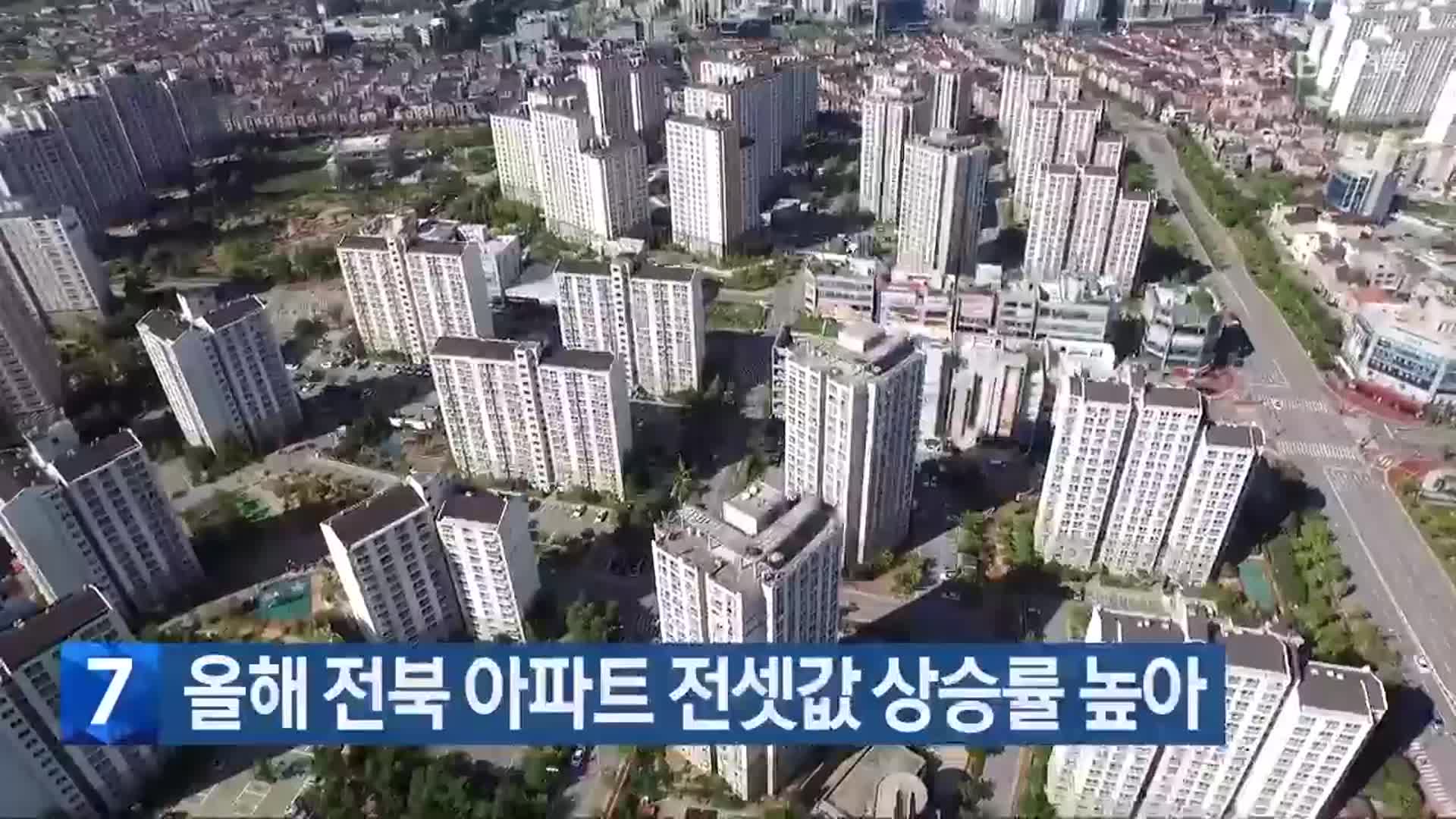 올해 전북 아파트 전셋값 상승률 높아