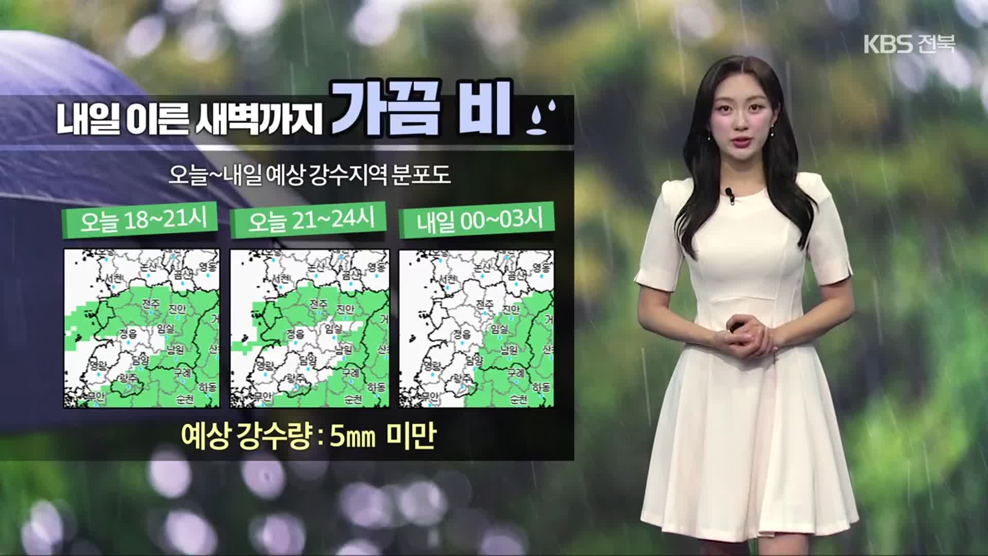 [날씨] 전북 내일 이른 새벽까지 비, 더위 주춤…오후부터 강풍 유의