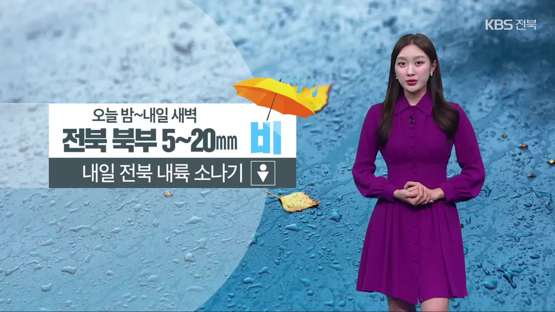 [날씨] 전북 오늘 밤부터 곳곳 비, 내일 내륙 소나기…한낮 후텁지근