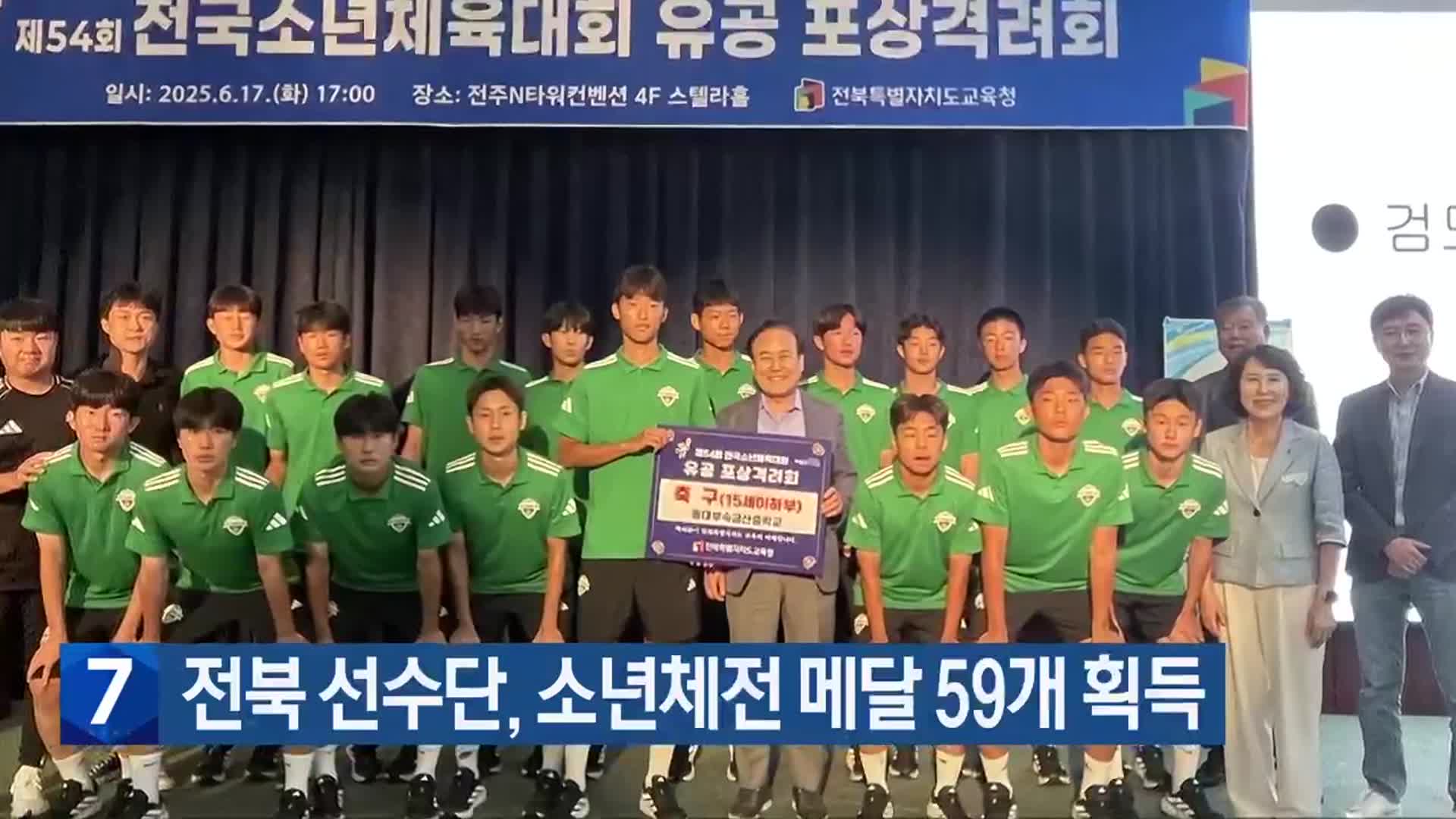 전북 선수단, 소년체전 메달 59개 획득