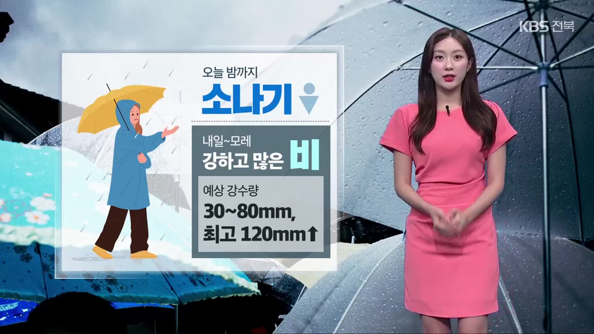 [날씨] 전북 폭염 속 집중 호우…내일~모레 강하고 많은 비
