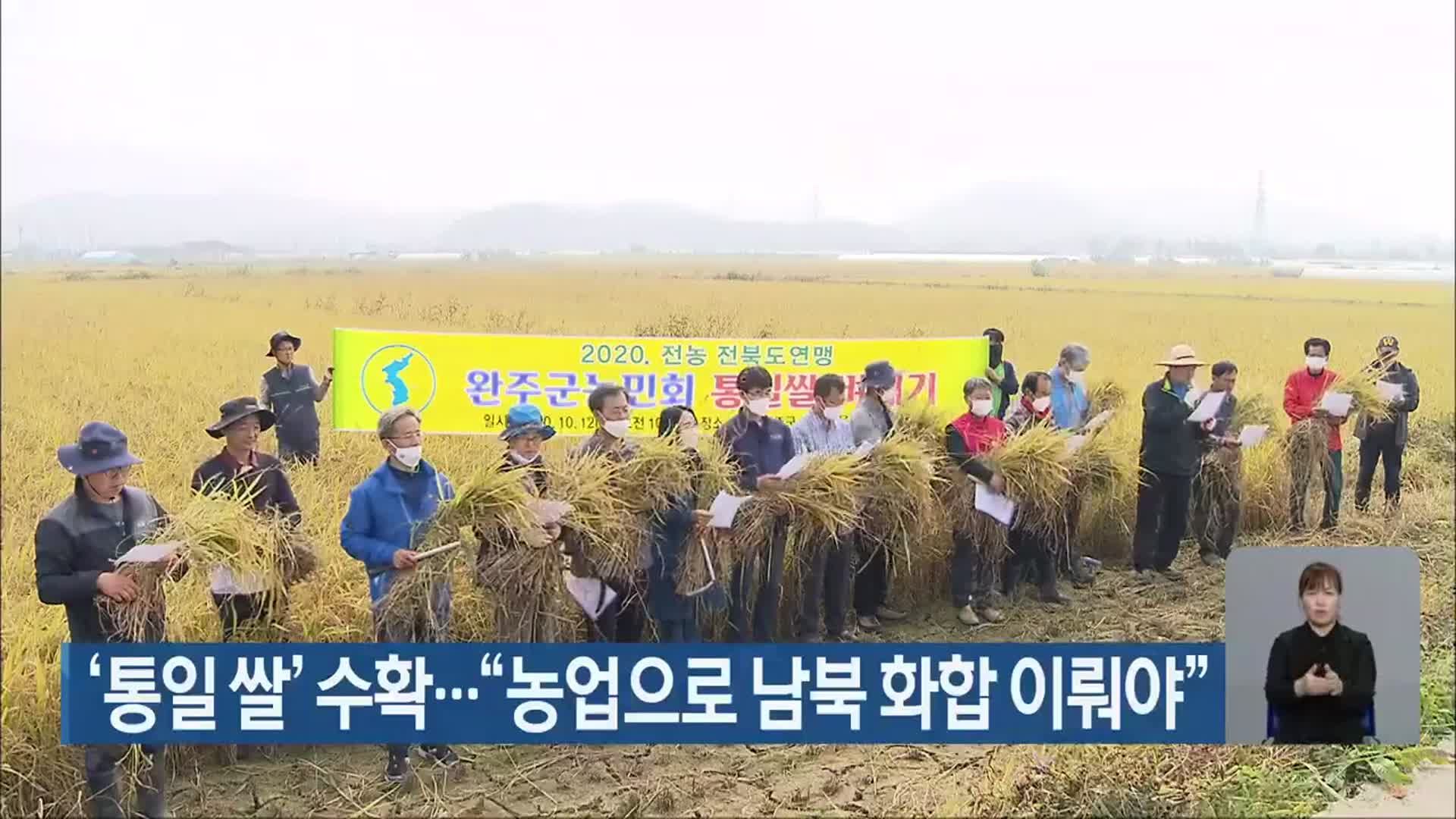 ‘통일 쌀’ 수확…“농업으로 남북 화합 이뤄야”