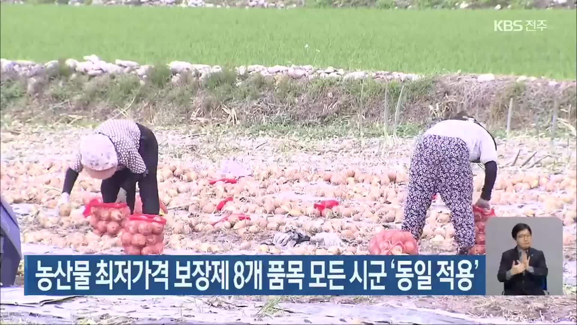 농산물 최저가격 보장제 8개 품목 모든 시군 ‘동일 적용’
