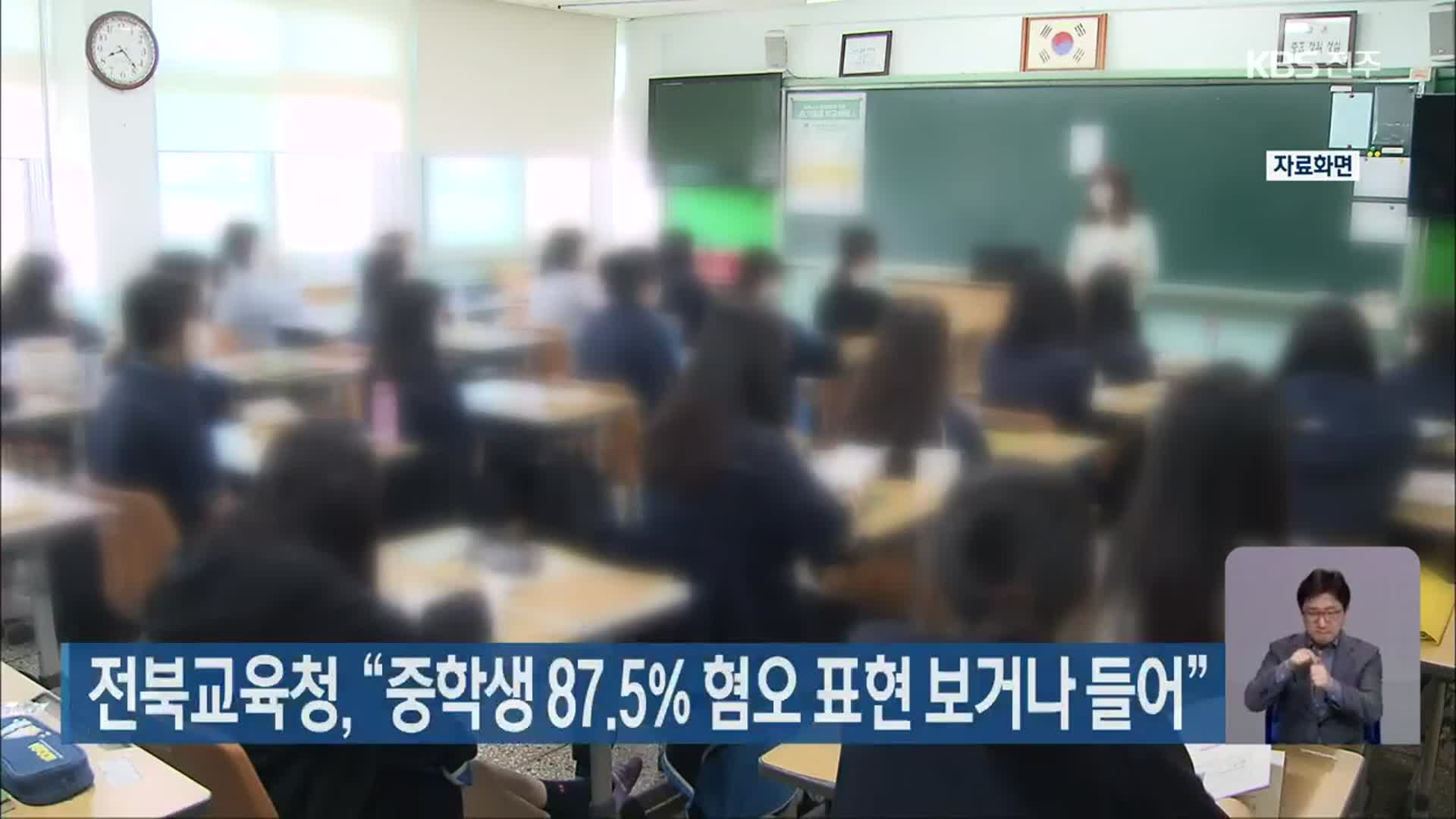 전북교육청, “중학생 87.5% 혐오 표현 보거나 들어”