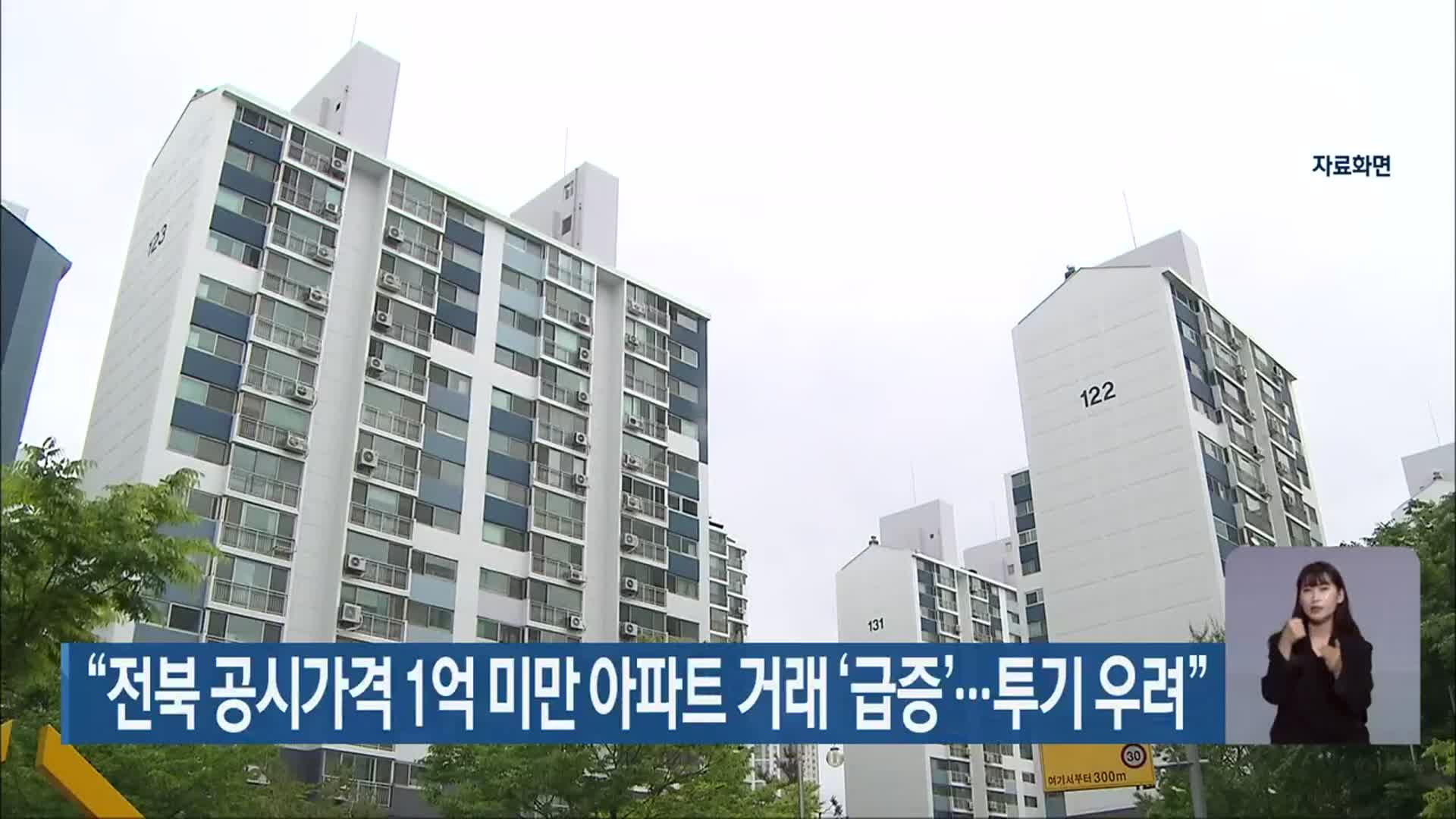 “전북 공시가격 1억 미만 아파트 거래 ‘급증’…투기 우려”