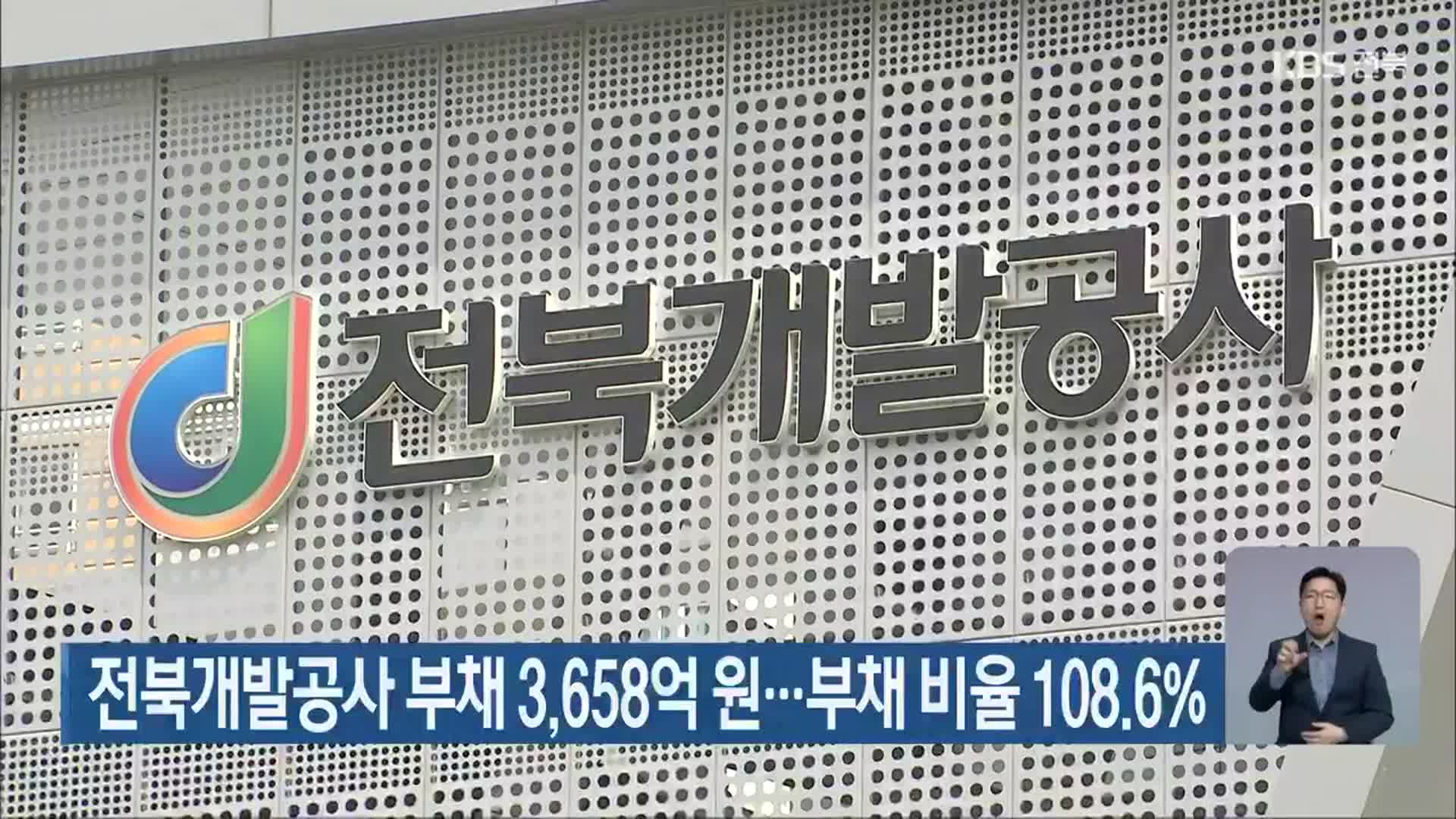 전북개발공사 부채 3,658억 원…부채 비율 108.6%