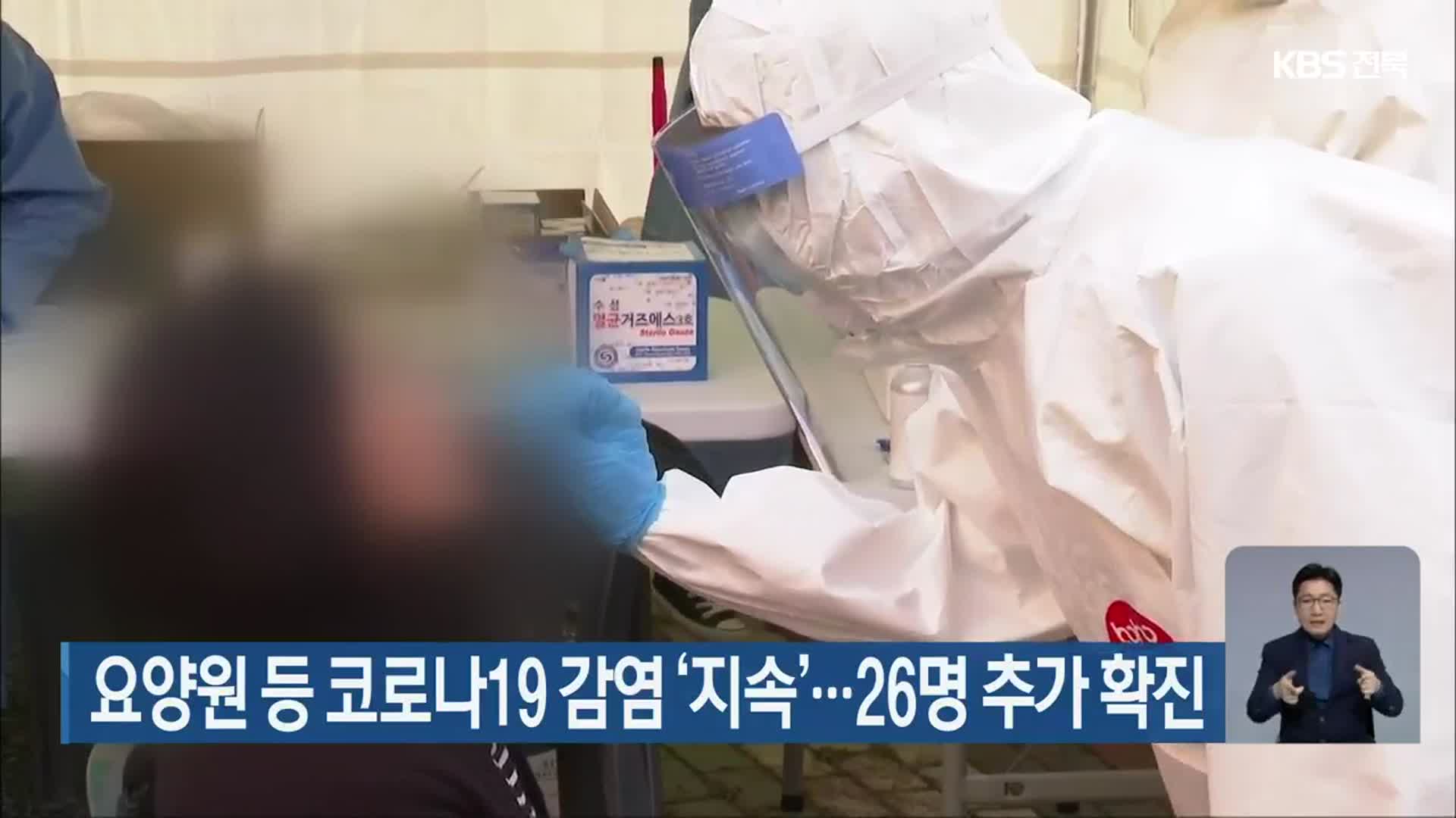 전북, 요양원 등 코로나19 감염 ‘지속’…26명 추가 확진