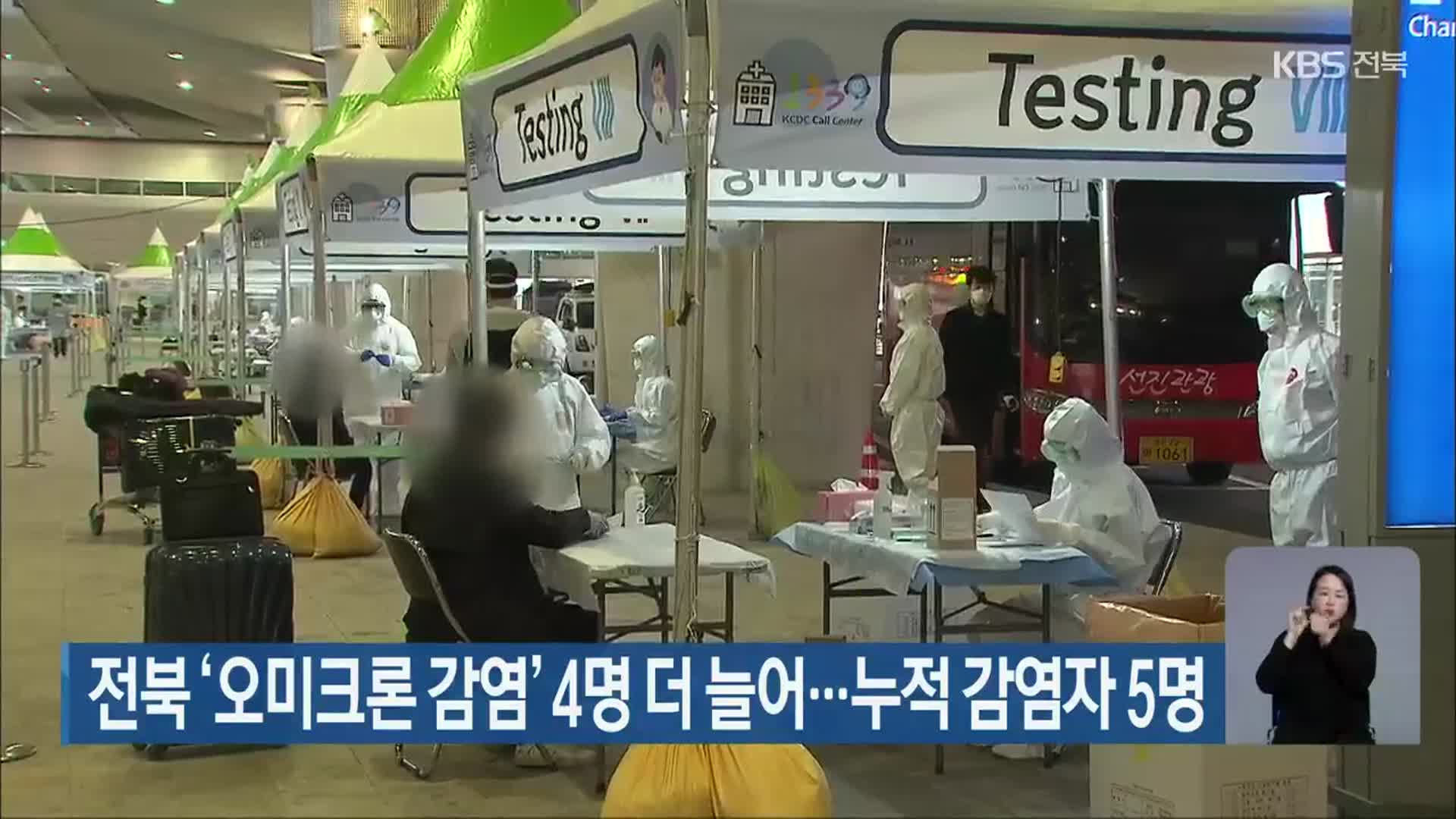 전북 ‘오미크론 감염’ 4명 더 늘어…누적 감염자 5명