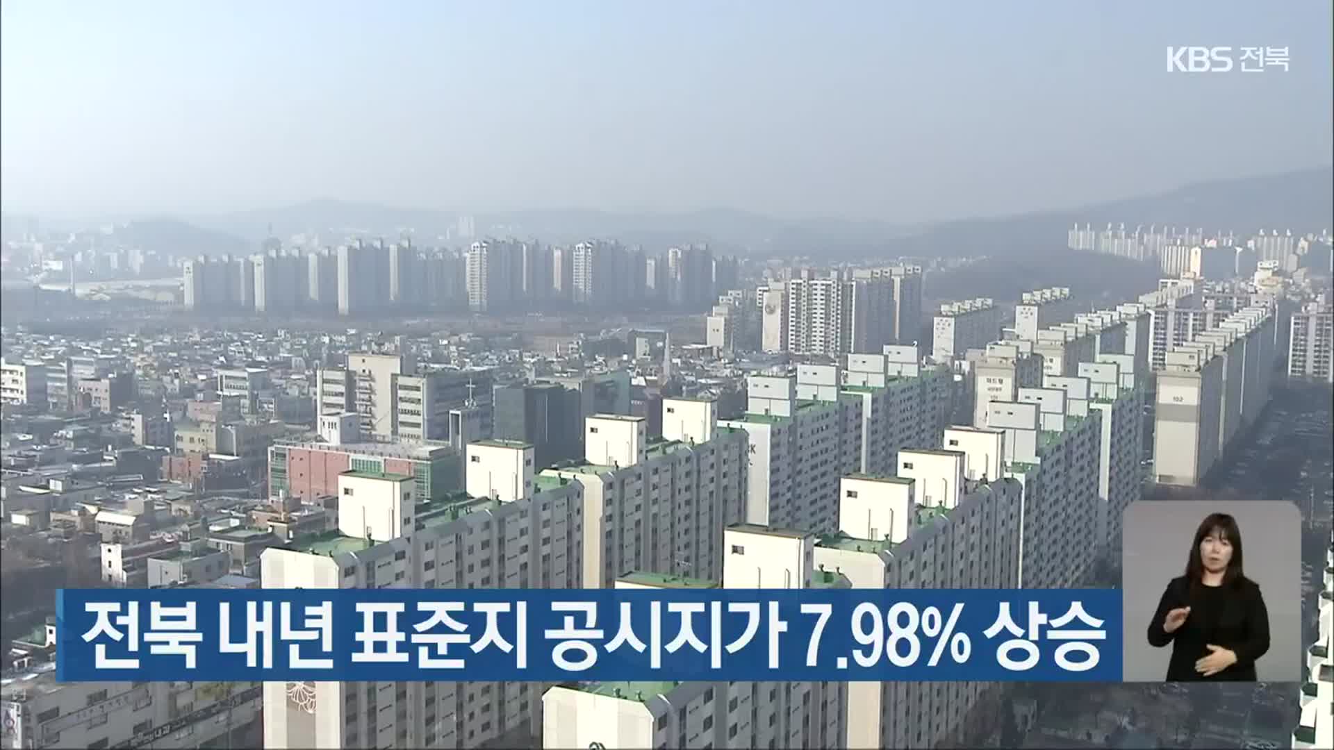 전북 내년 표준지 공시지가 7.98% 상승