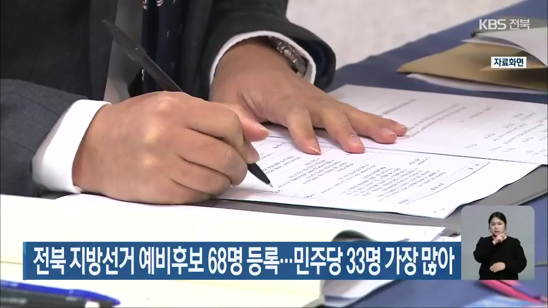 전북 지방선거 예비후보 68명 등록…민주당 33명 가장 많아