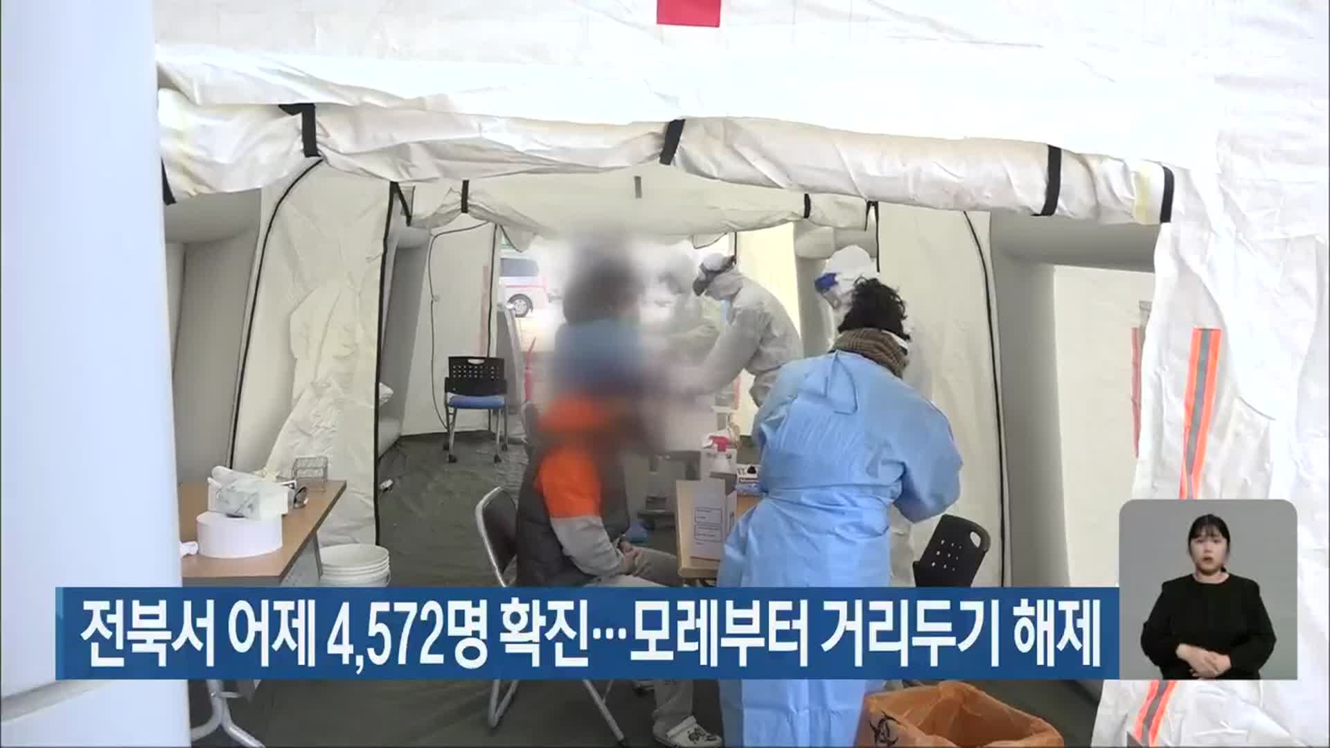 전북서 어제 4,572명 확진…모레부터 거리두기 해제