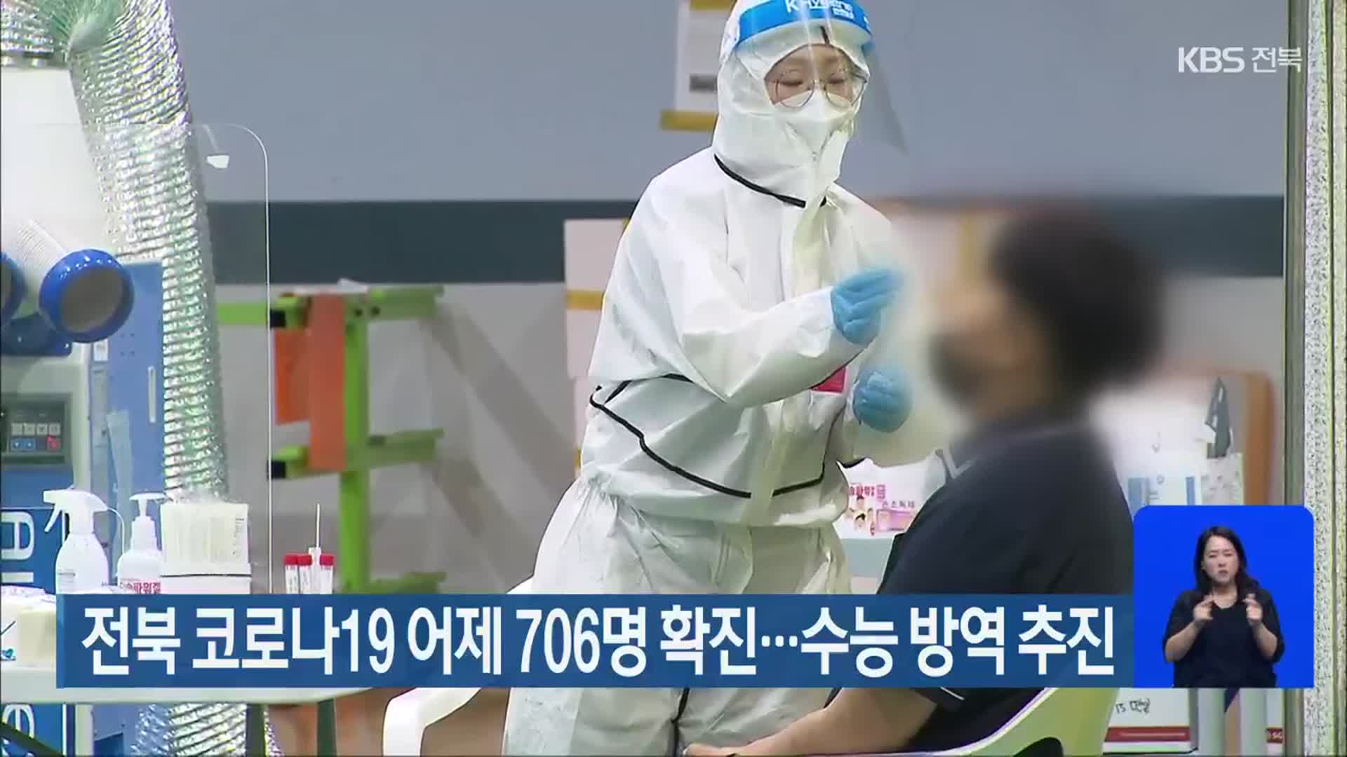 전북 코로나19 어제 706명 확진…수능 방역 추진