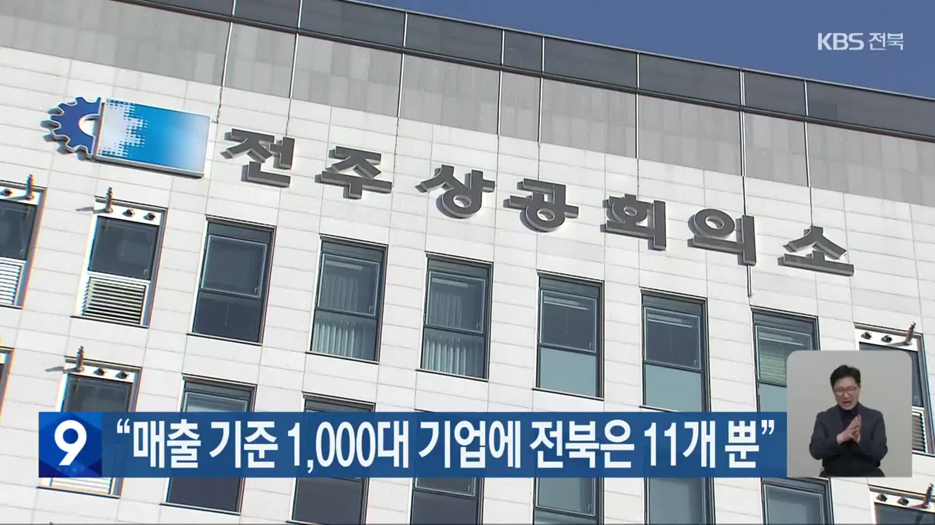 “매출 기준 1,000대 기업에 전북은 11개 뿐”