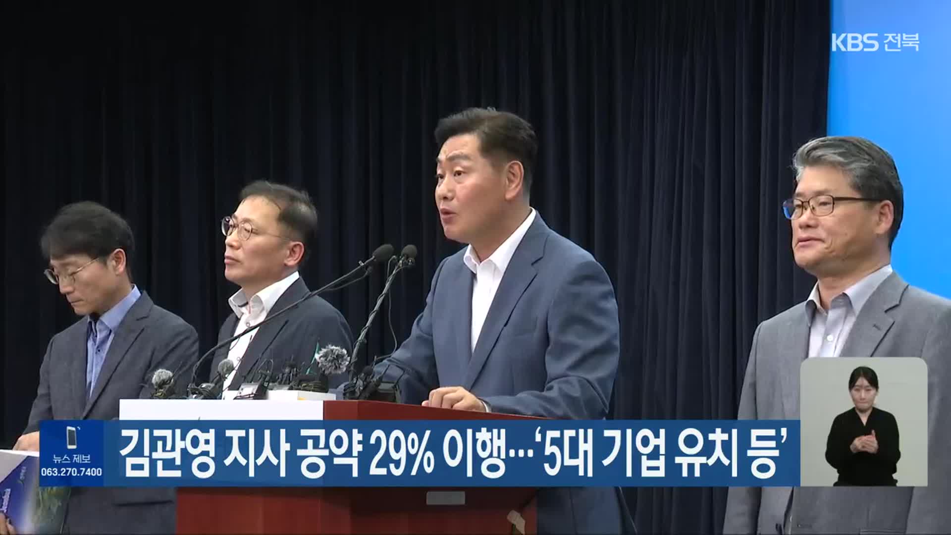 김관영 지사 공약 29% 이행…‘5대 기업 유치 등’