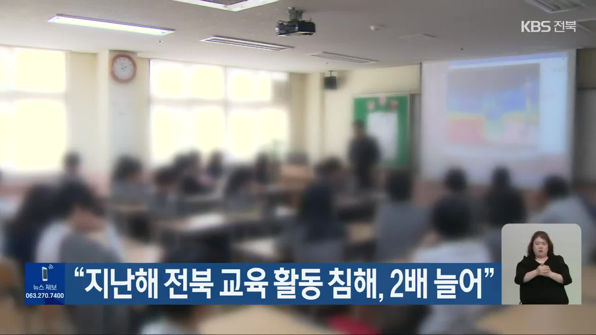 “지난해 전북 교육 활동 침해, 2배 늘어”