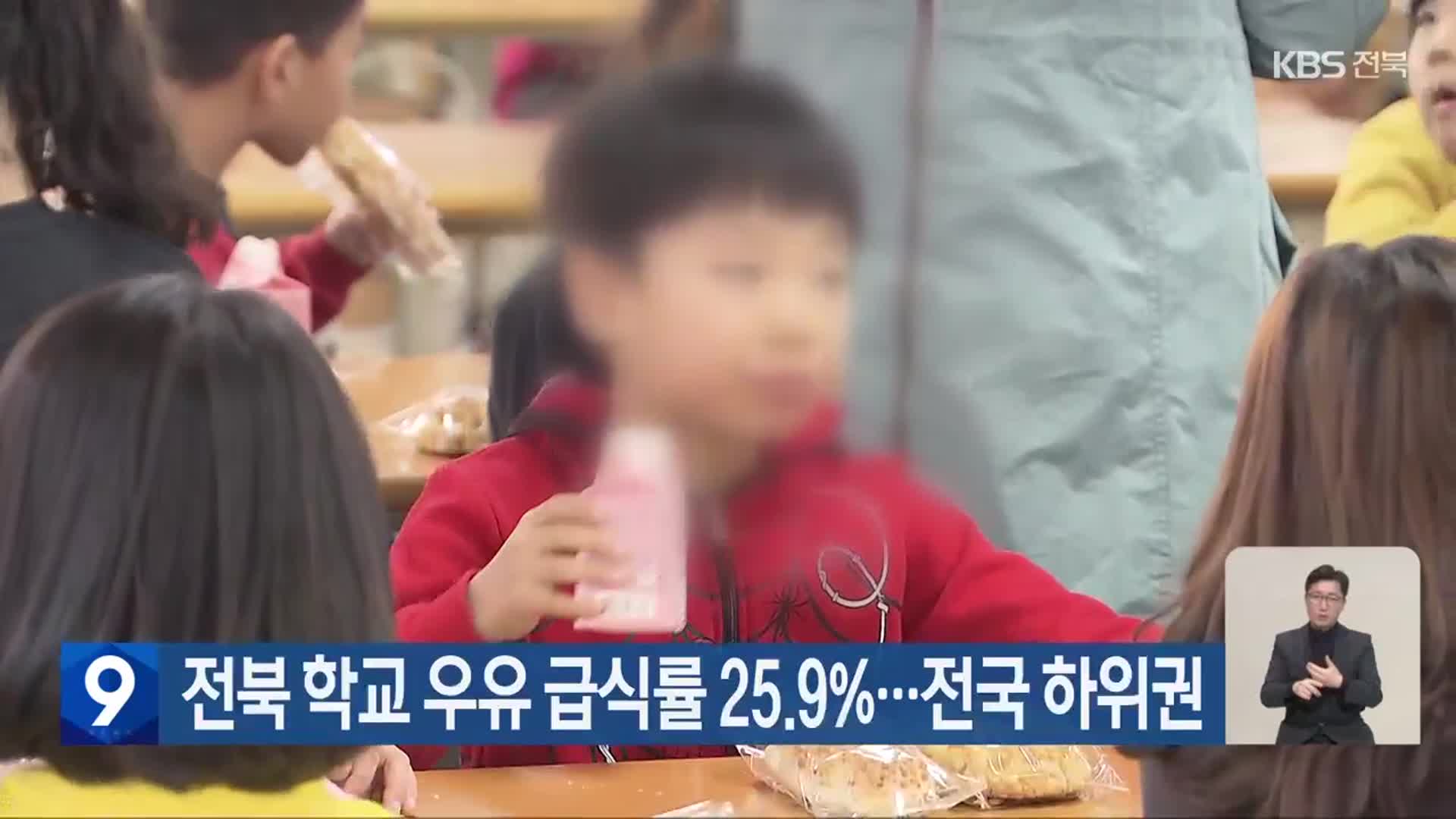 전북 학교 우유 급식률 25.9%…전국 하위권