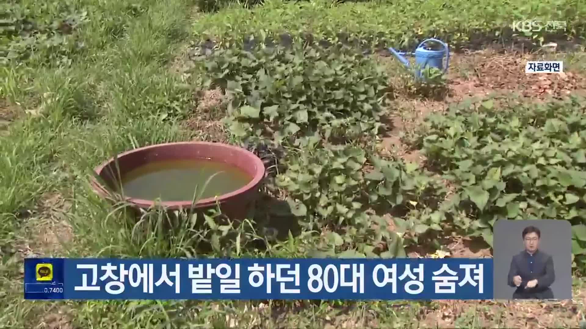 고창에서 밭일 하던 80대 여성 숨져