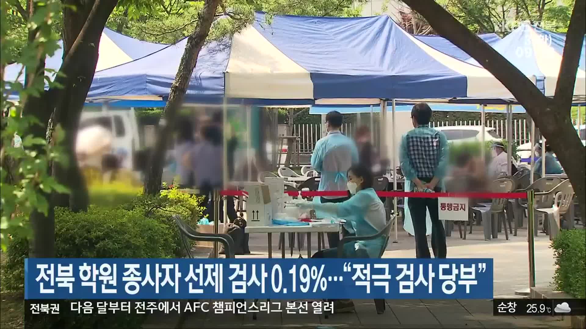 전북 학원 종사자 선제 검사 0.19%…“적극 검사 당부”