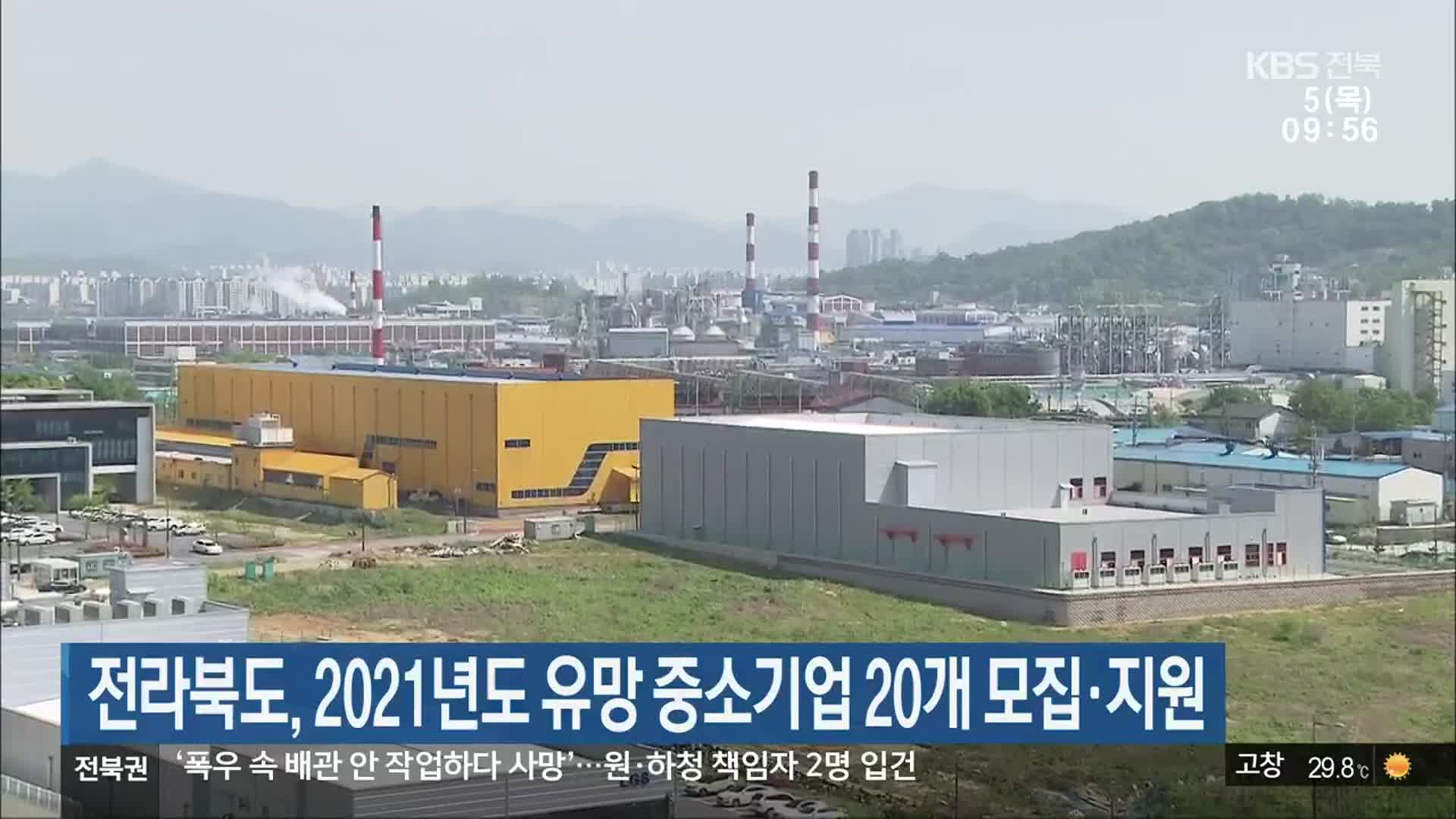 전라북도, 2021년도 유망 중소기업 20개 모집·지원