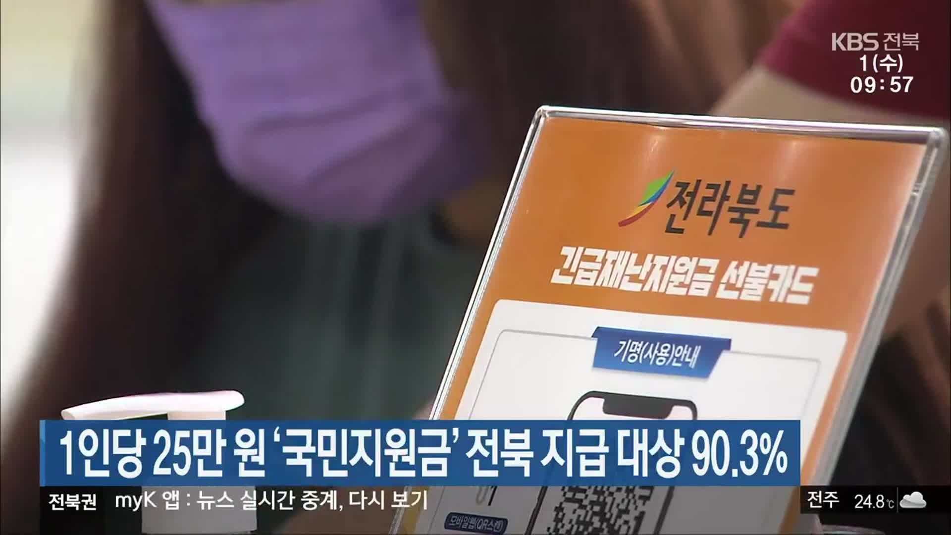 1인당 25만 원 ‘국민지원금’ 전북 지급 대상 90.3% 