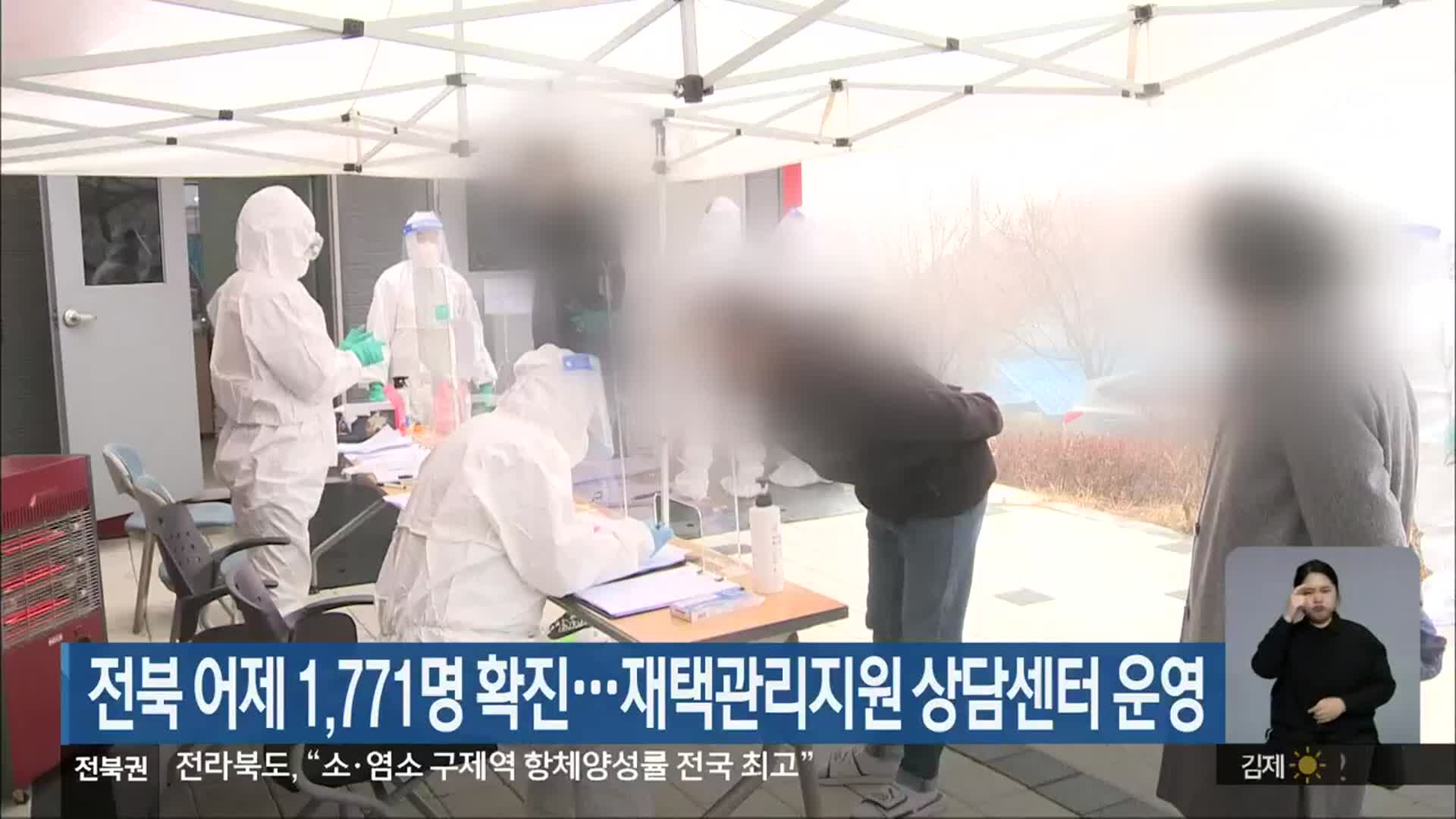 전북 어제 1,771명 확진…재택관리지원 상담센터 운영