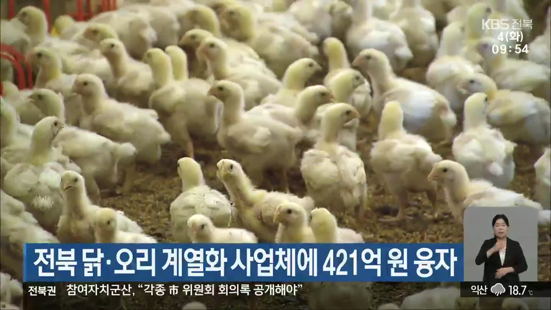 전북 닭·오리 계열화 사업체에 421억 원 융자