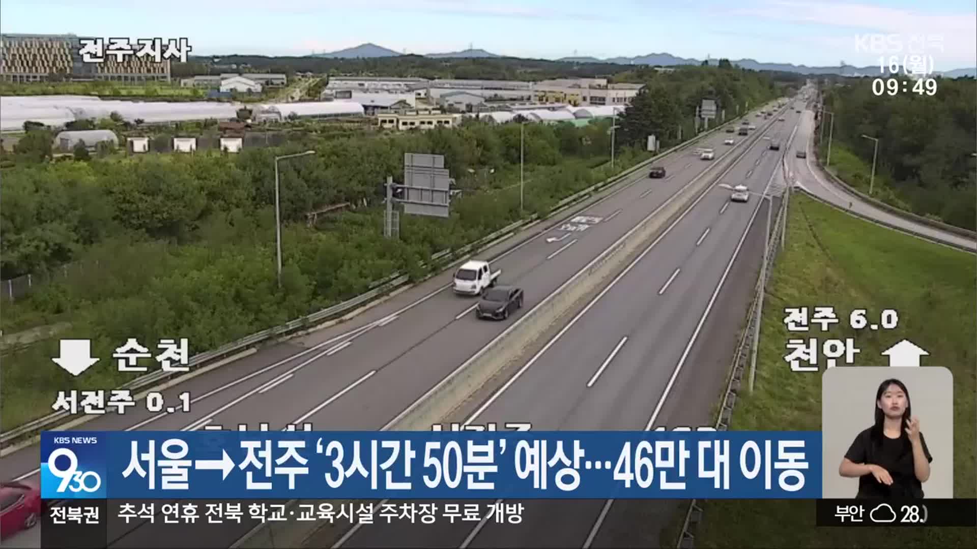 서울→전주 ‘3시간 50분’ 예상…46만 대 이동