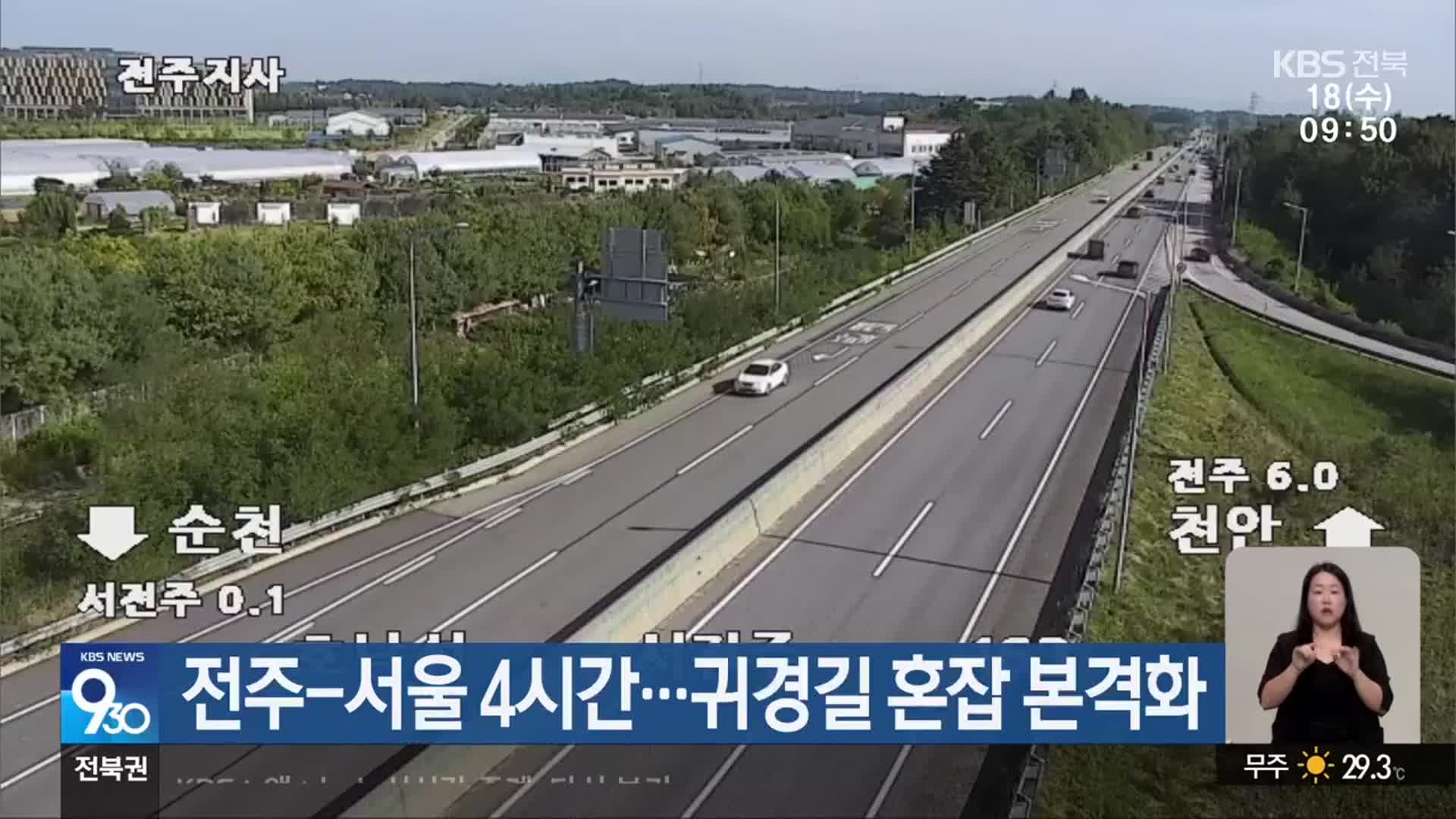 전주-서울 4시간…귀경길 혼잡 본격화