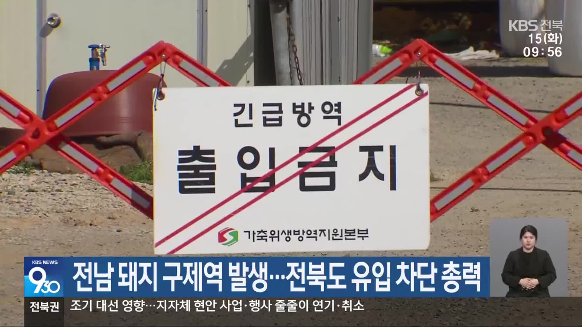전남 돼지 구제역 발생…전북도 유입 차단 총력