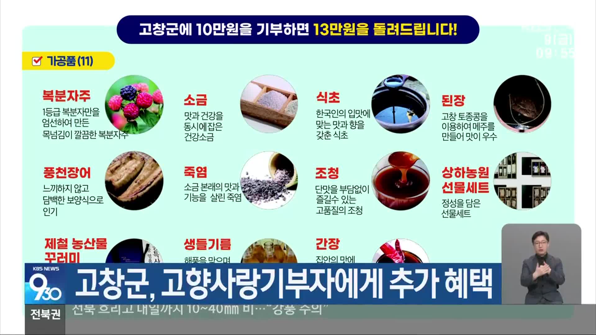 고창군, 고향사랑기부자에게 추가 혜택