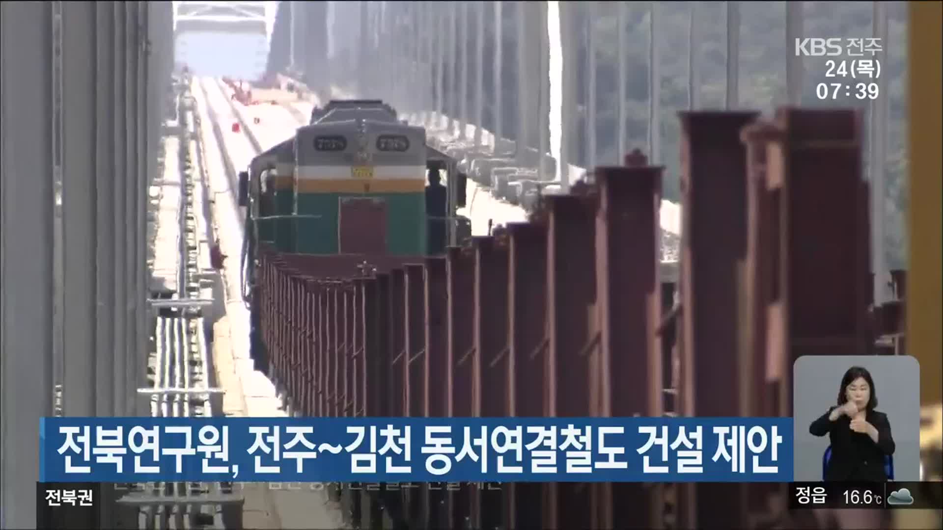전북연구원, 전주~김천 동서연결철도 건설 제안 